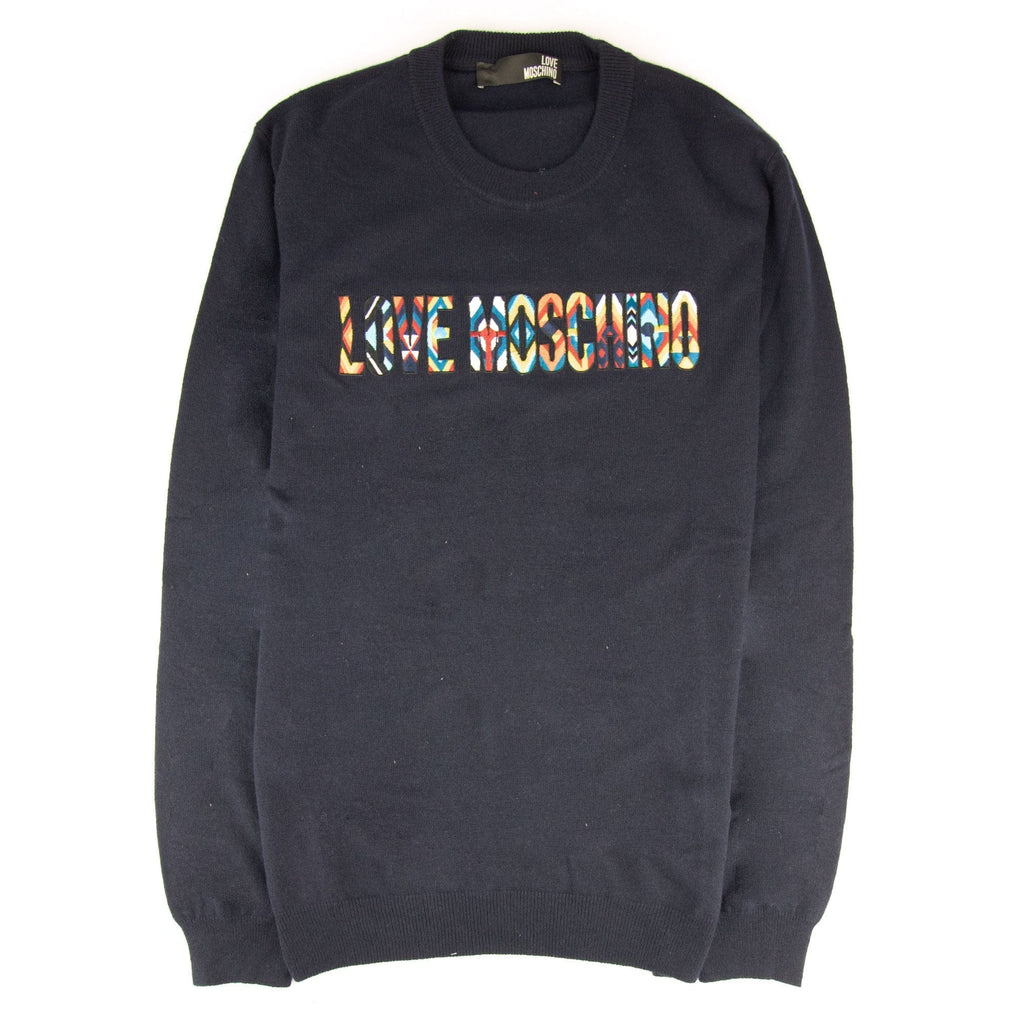 Love Moschino Embroidered Logo Knitted Sweatshirts Navy