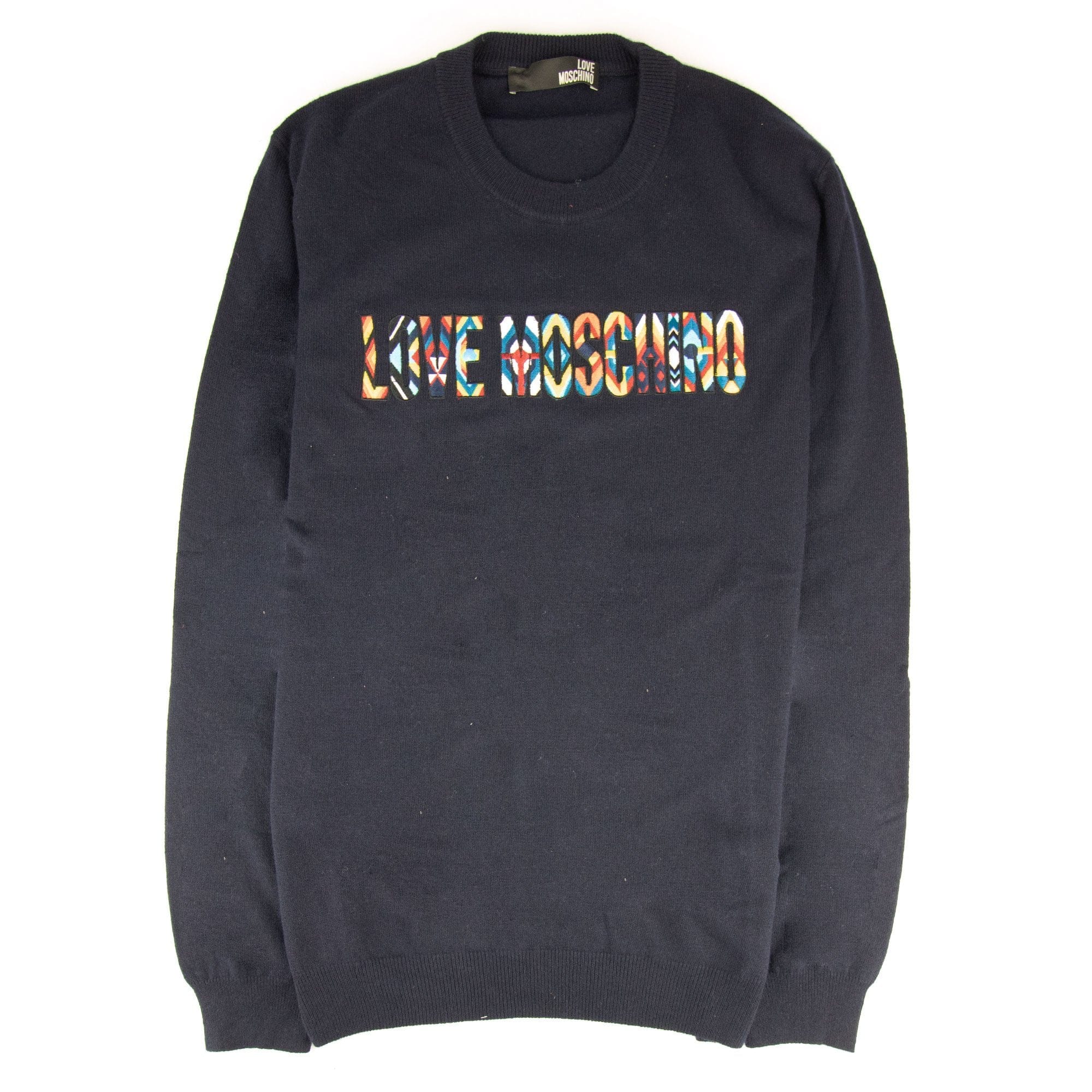 Love Moschino Embroidered Logo Knitted Sweatshirts Navy
