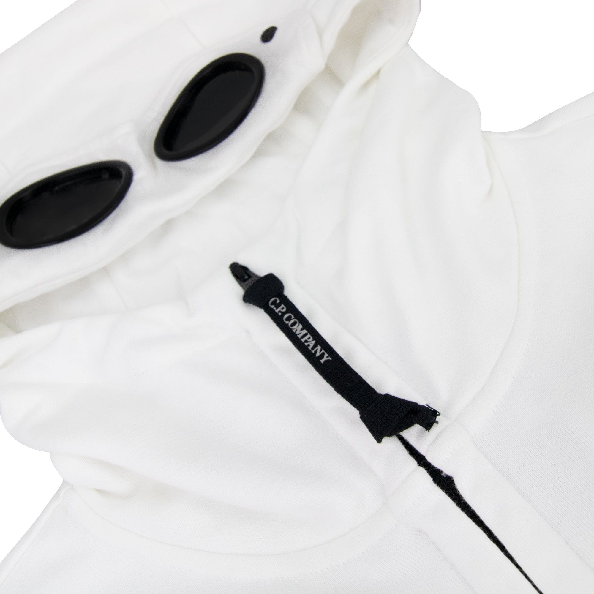 Cp Company Diagonal Raised Fleece Goggle Full Zip Hoodie White 112
