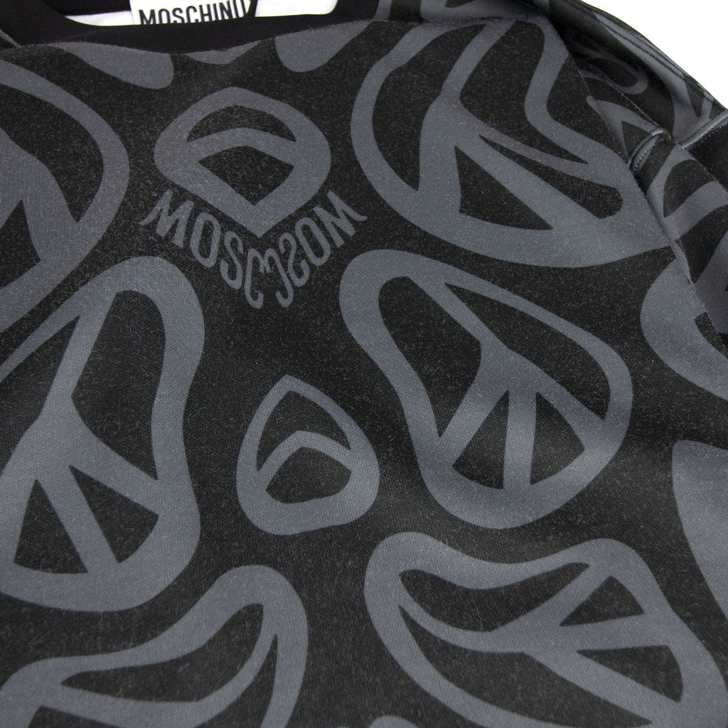 Moschino Couture All Over Peace Sign Light Fleece Sweatshirt Black/grey