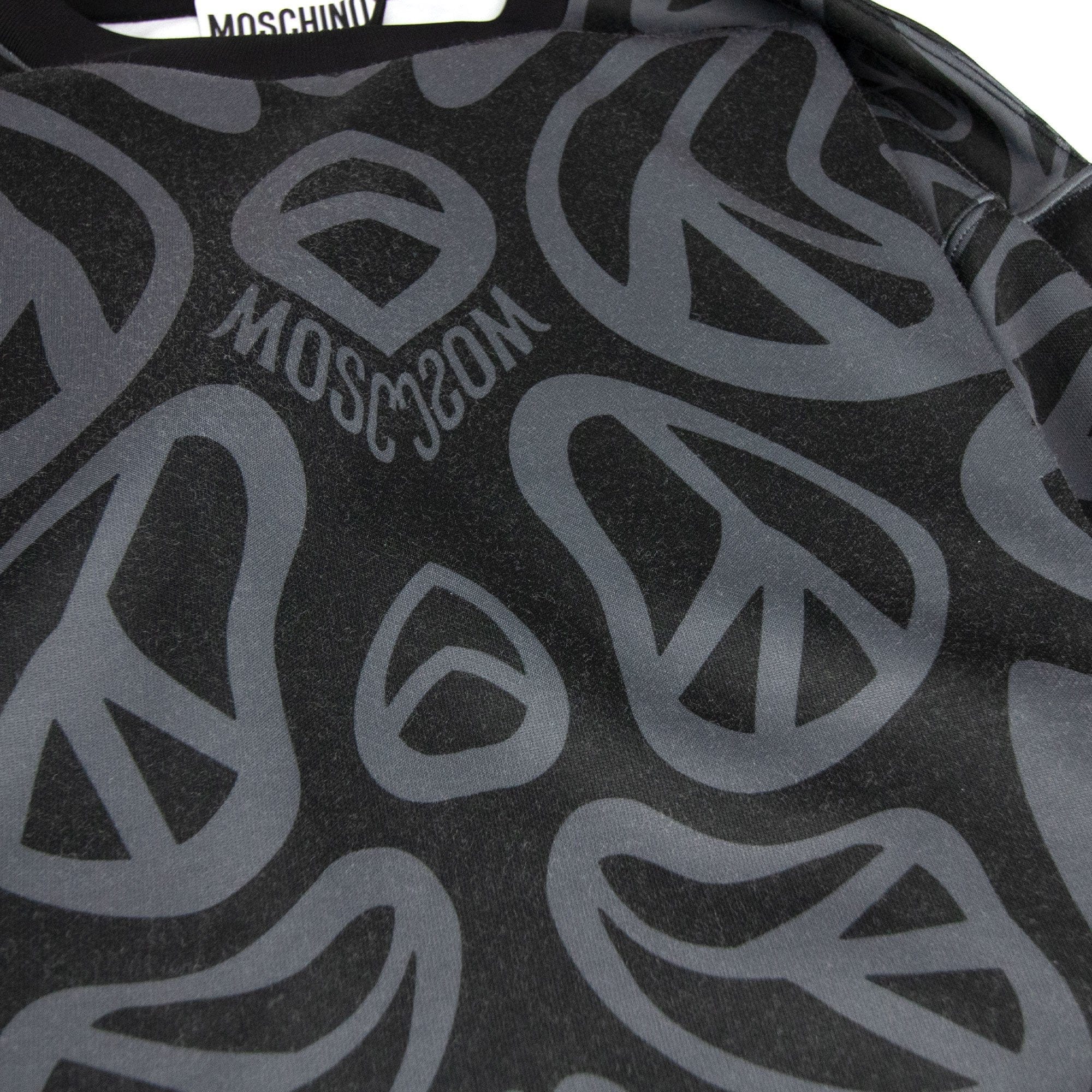 Moschino Couture All Over Peace Sign Light Fleece Sweatshirt Black/grey