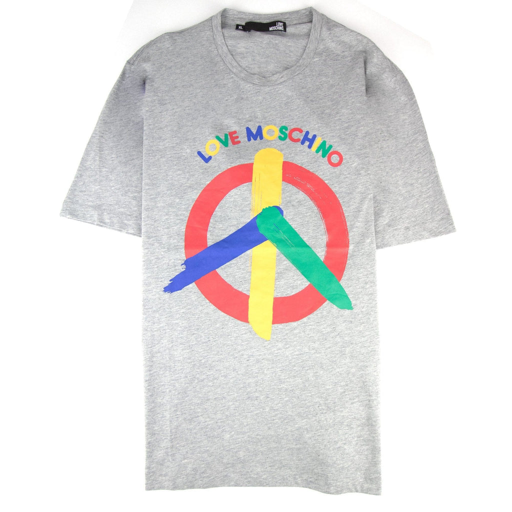 Love Moschino Peace Sign Logo T Shirt Grey B588