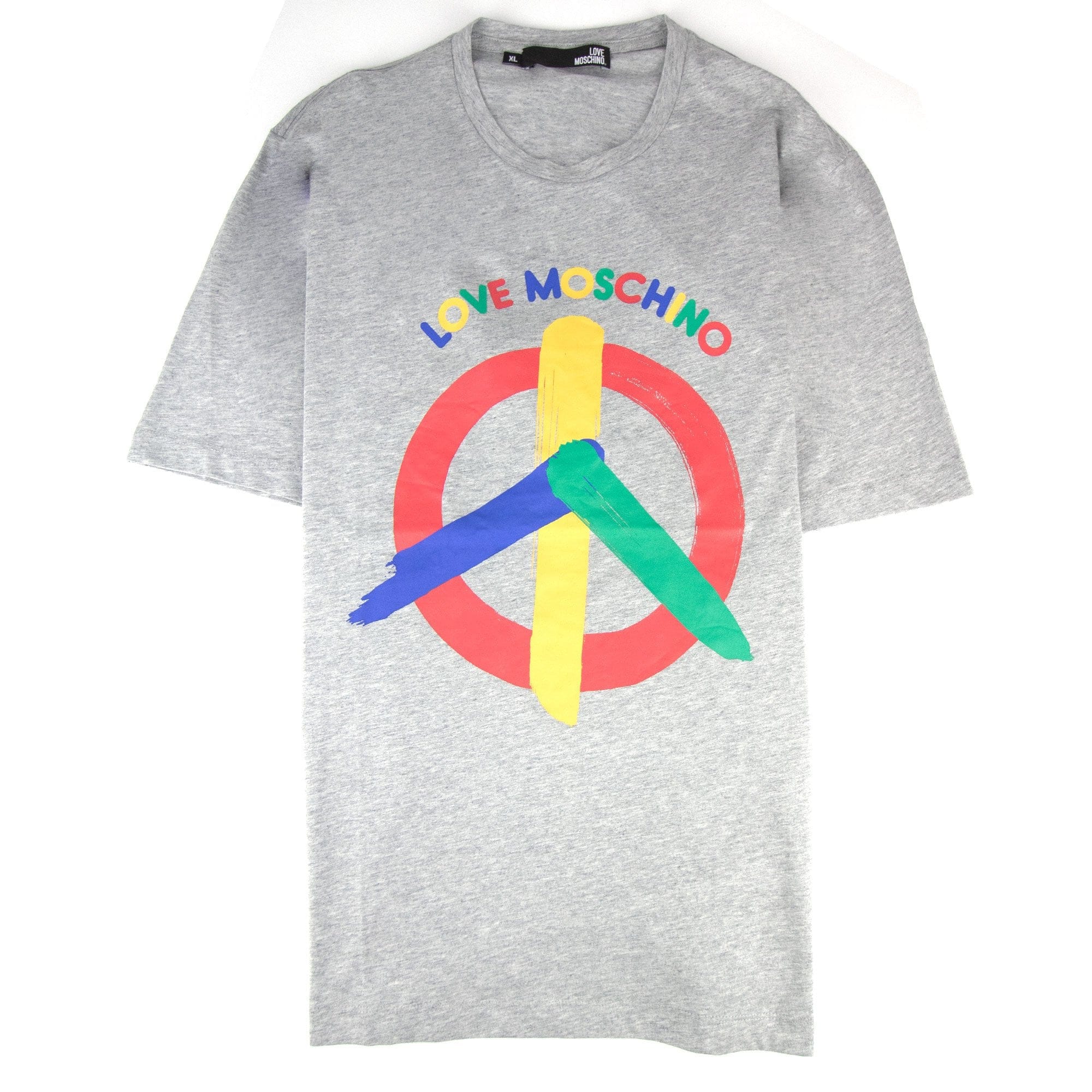 Love Moschino Peace Sign Logo T Shirt Grey B588