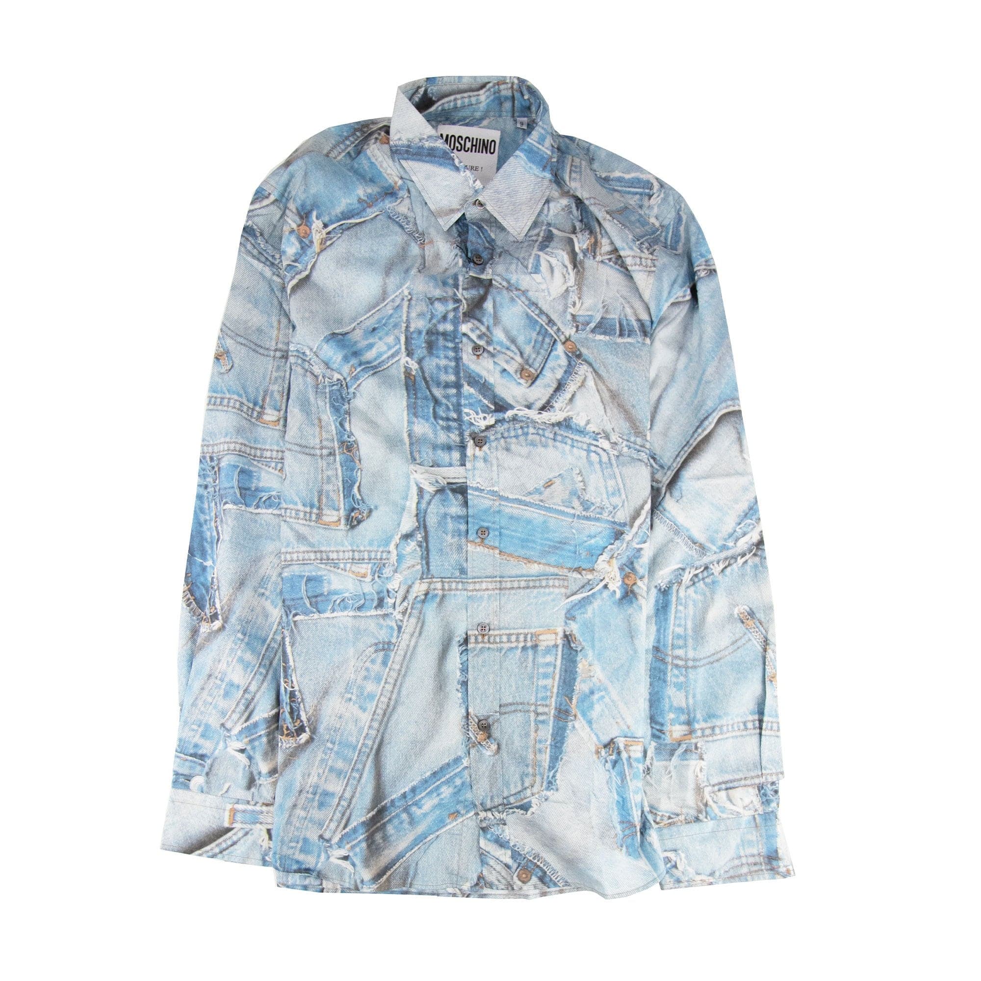 Moschino Couture All Over Jeans Printed Shirt Dark Denim