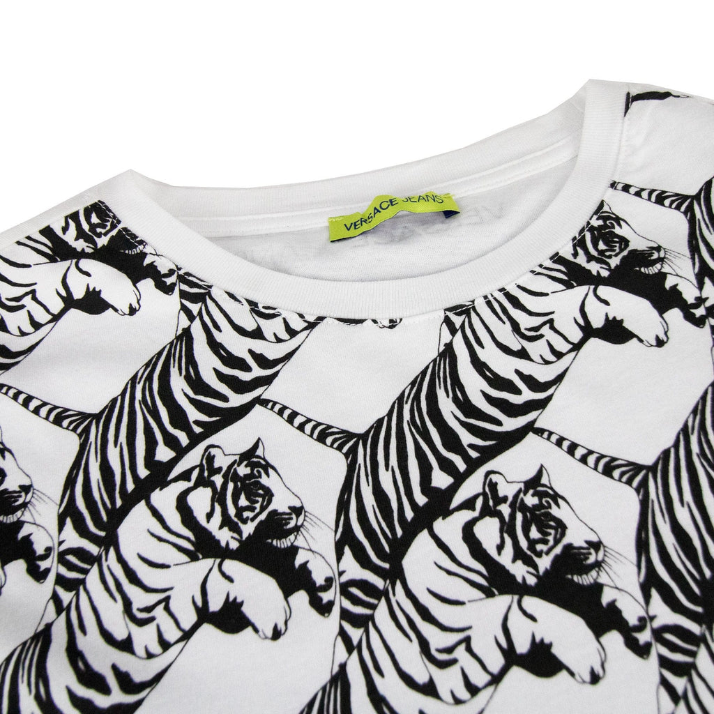 Versace Jeans All Over Tiger Print T Shirt White