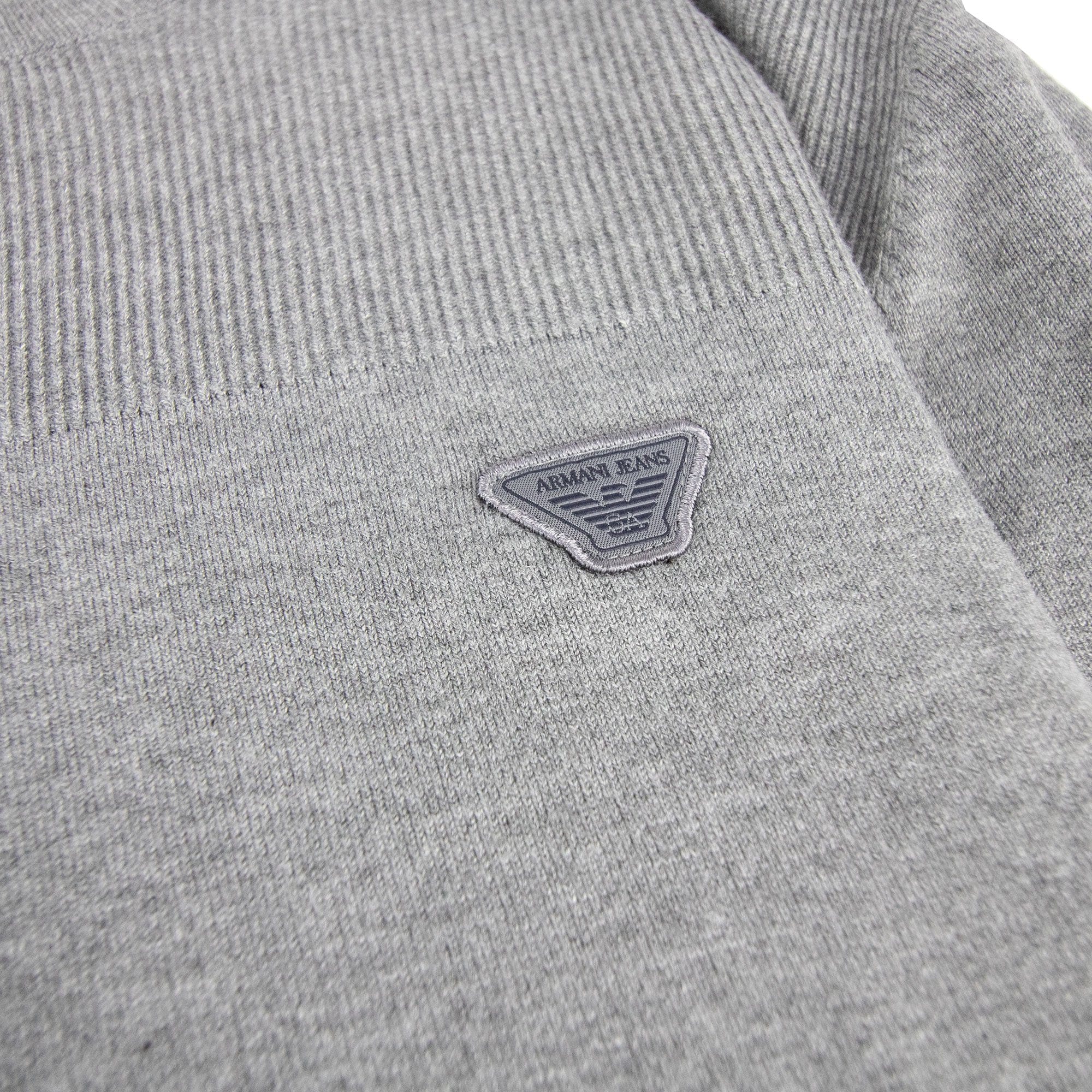 Armani Jeans Eagle Logo Knitted Jumper Grey Melange