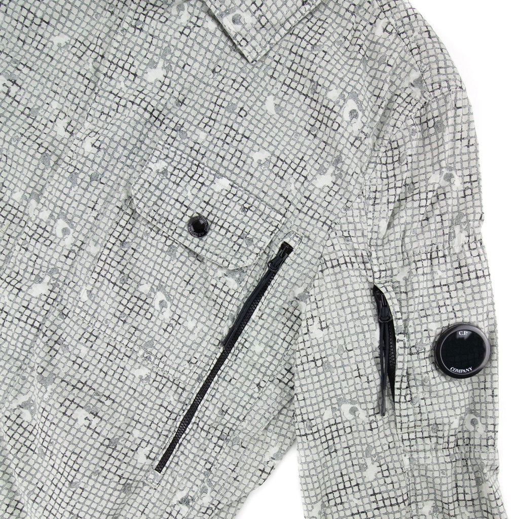 Cp Company 50 Fili Camo Grid Overshirt Light Grey