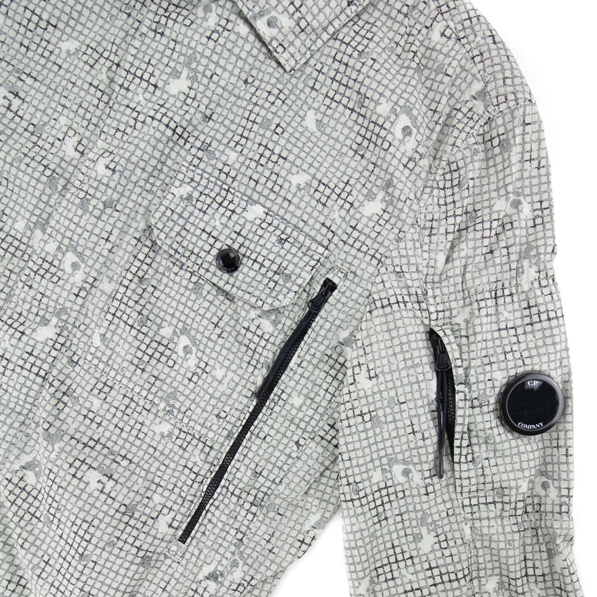 Cp Company 50 Fili Camo Grid Overshirt Light Grey
