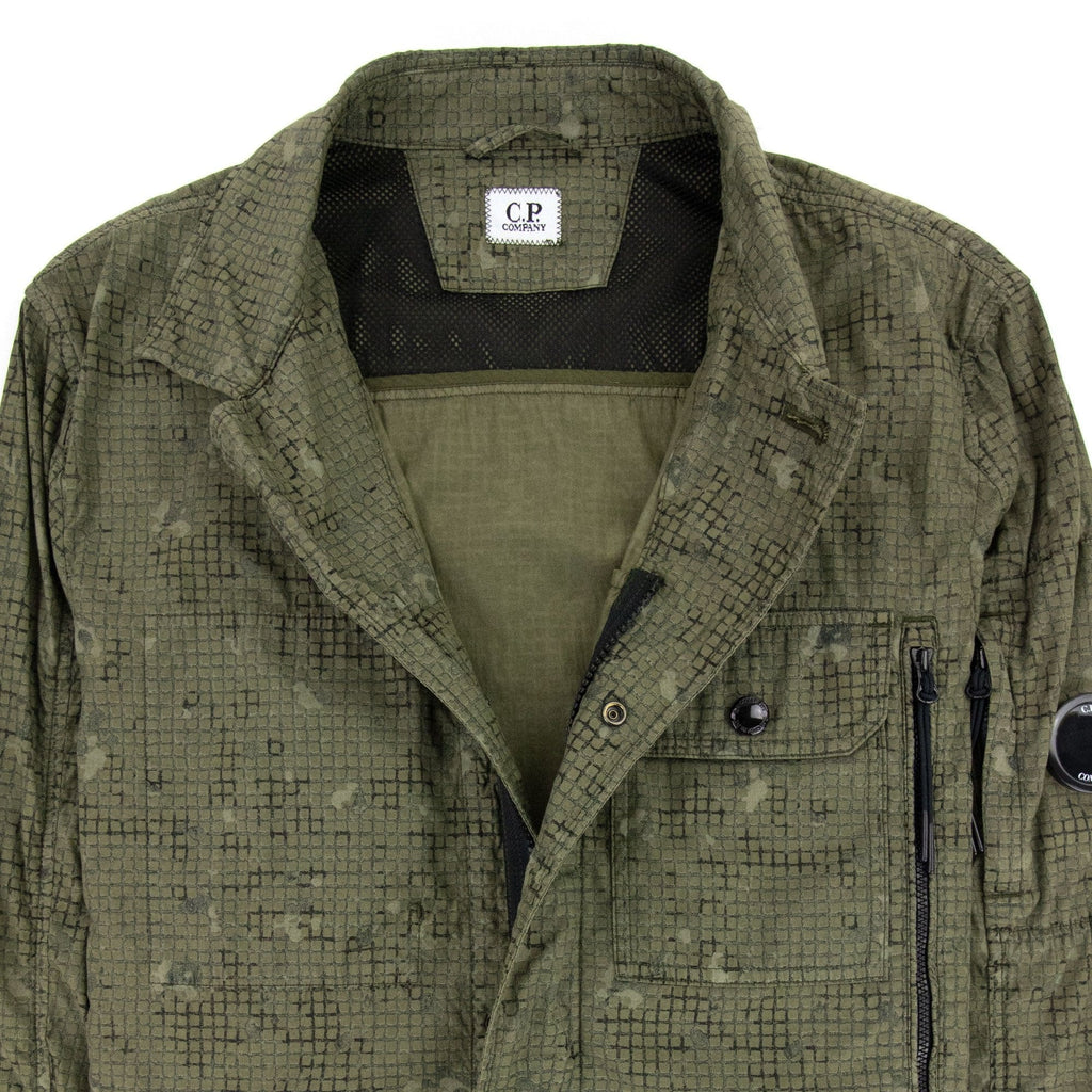 Cp Company 50 Fili Camo Grid Overshirt Dark Green