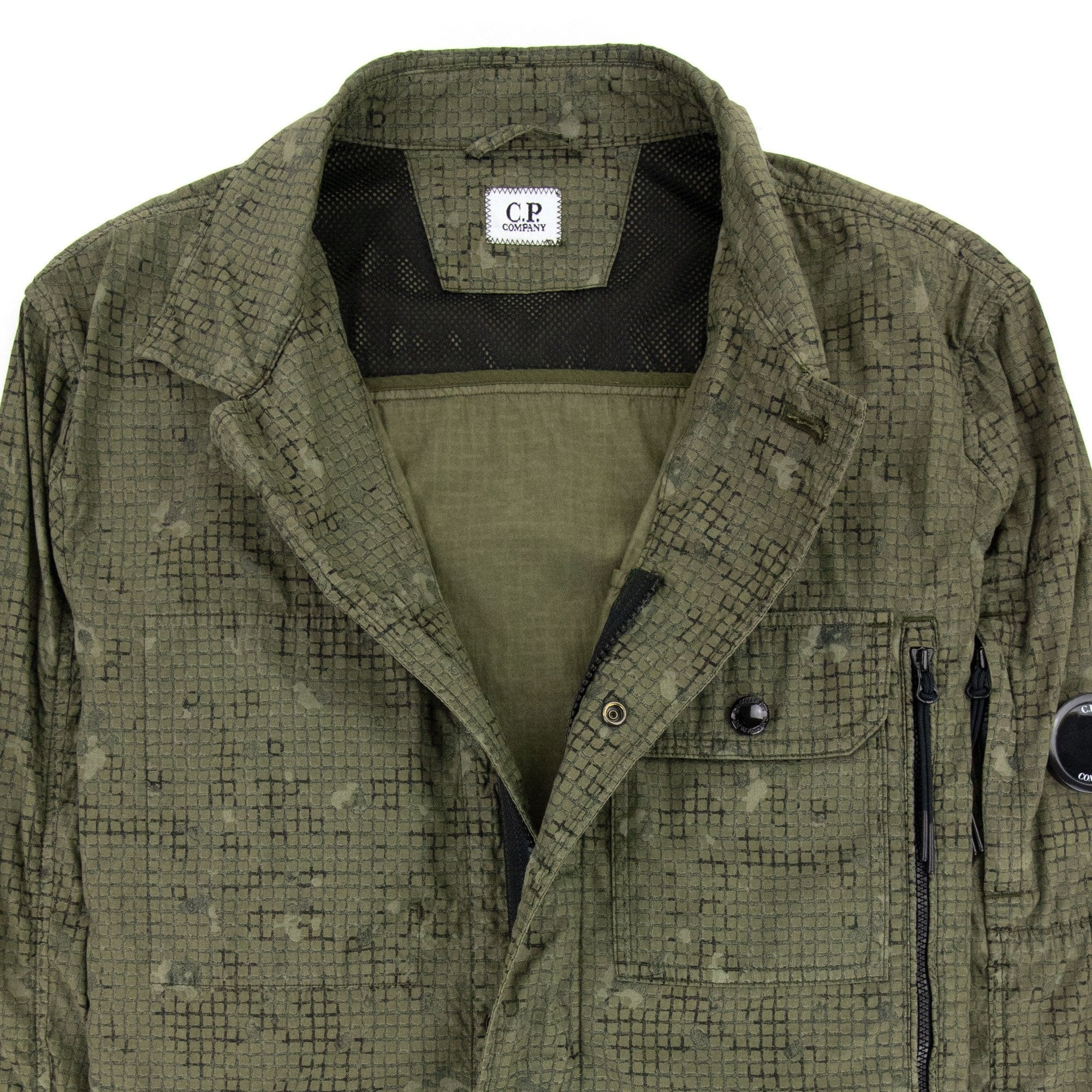 Cp Company 50 Fili Camo Grid Overshirt Dark Green