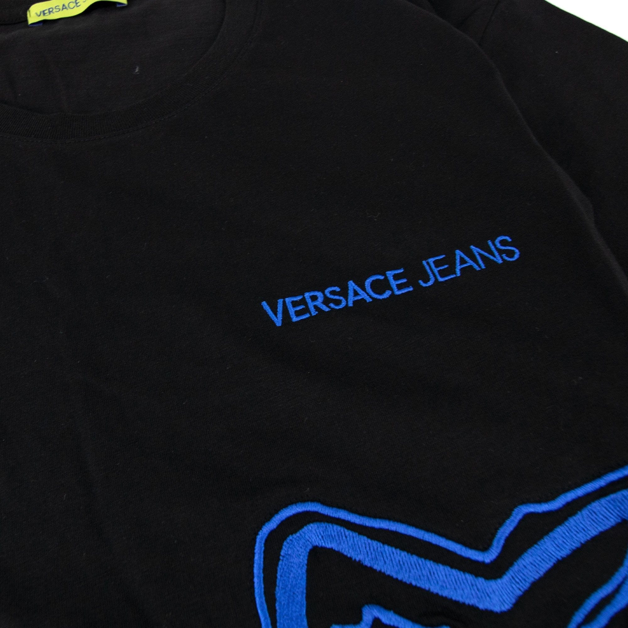 Versace Jeans Embroidered Lion Log T Shirt Black/blue