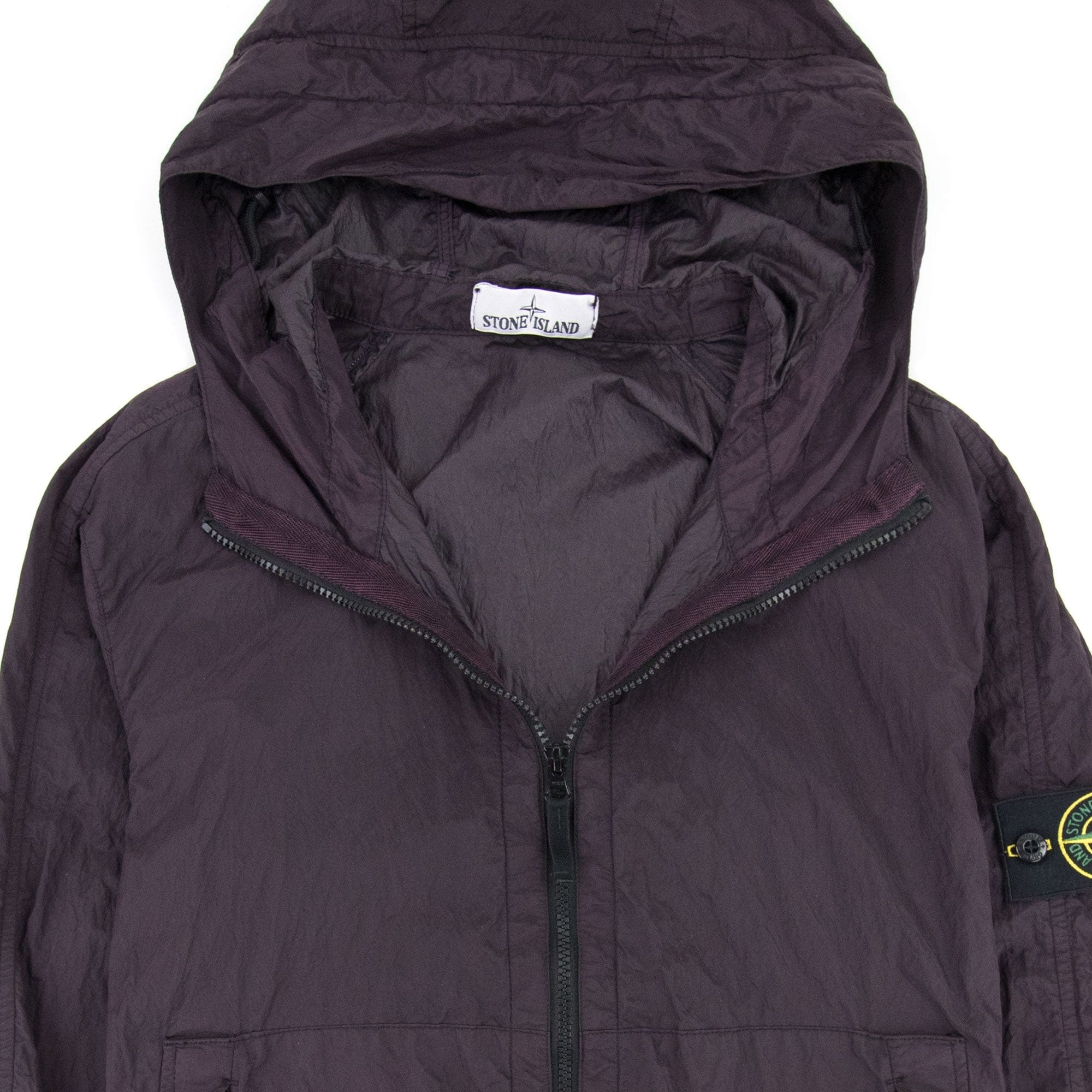 Stone Island Nylon Zip Up Jacket Burgundy V0012