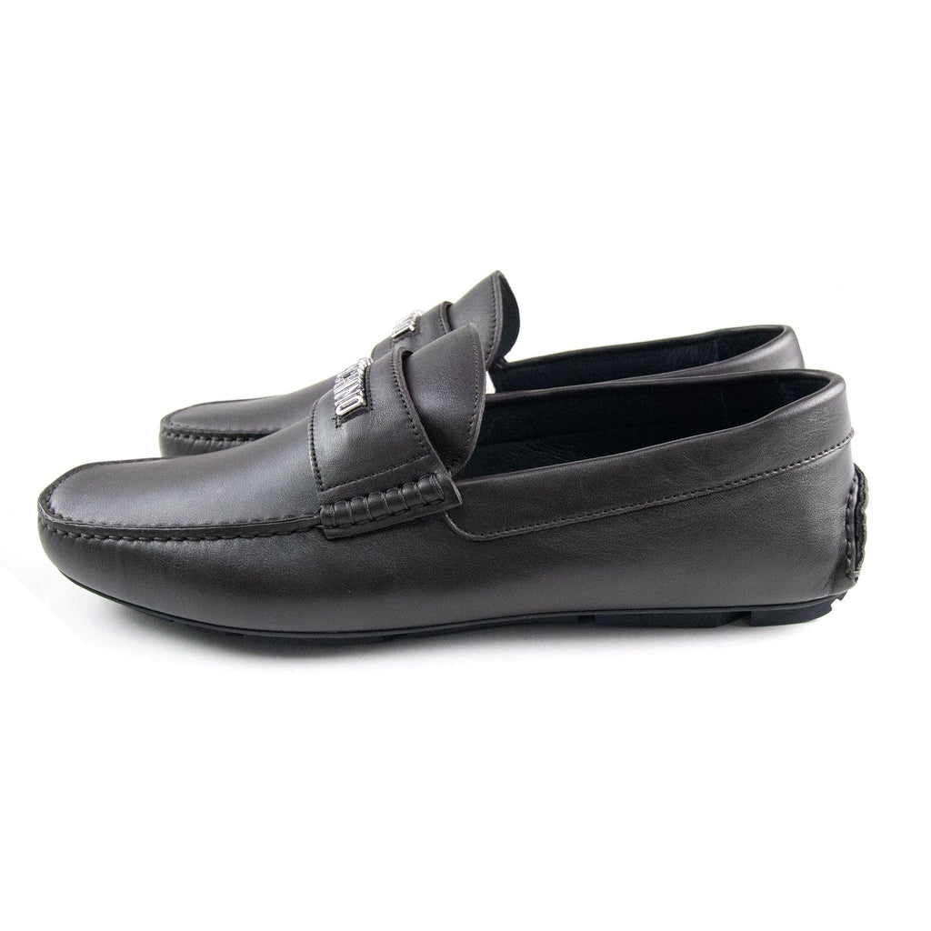 Moschino Logo Leather Loafers Brown