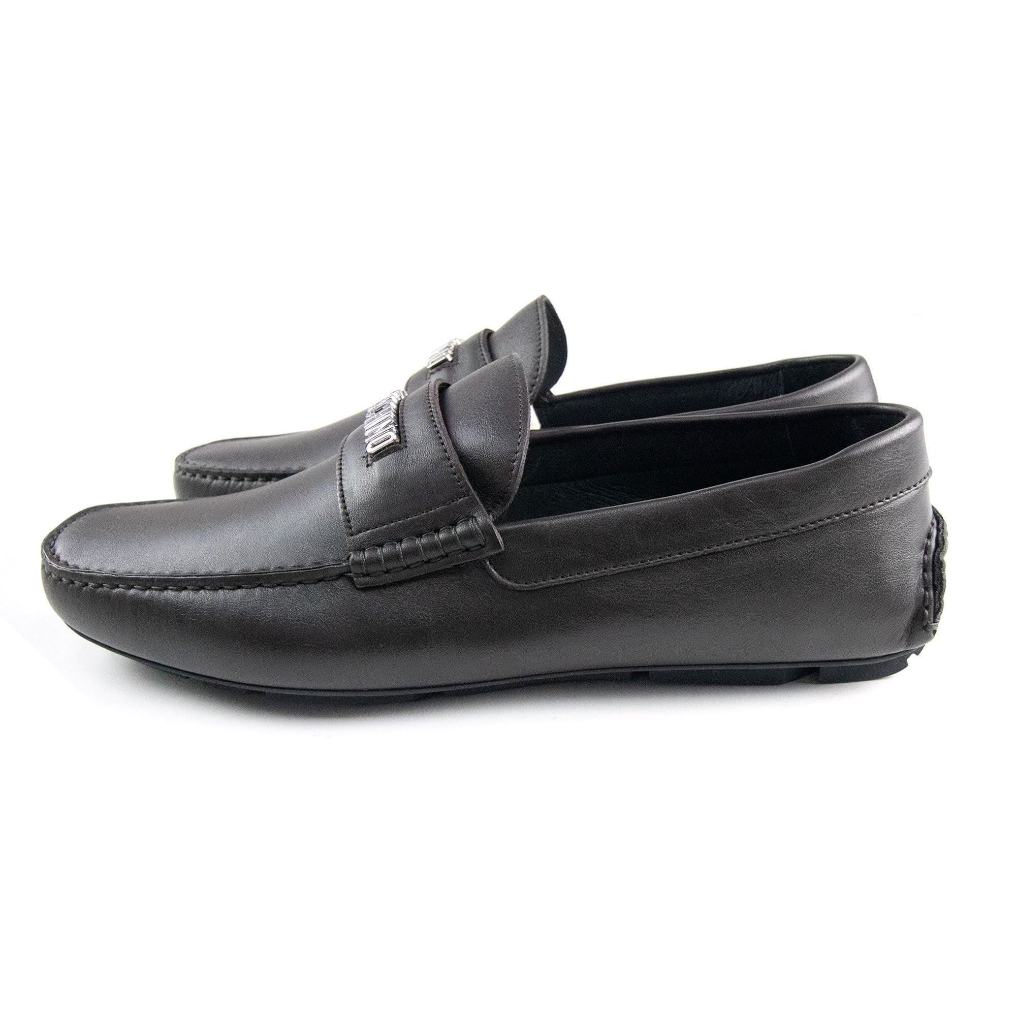 Moschino Logo Leather Loafers Brown