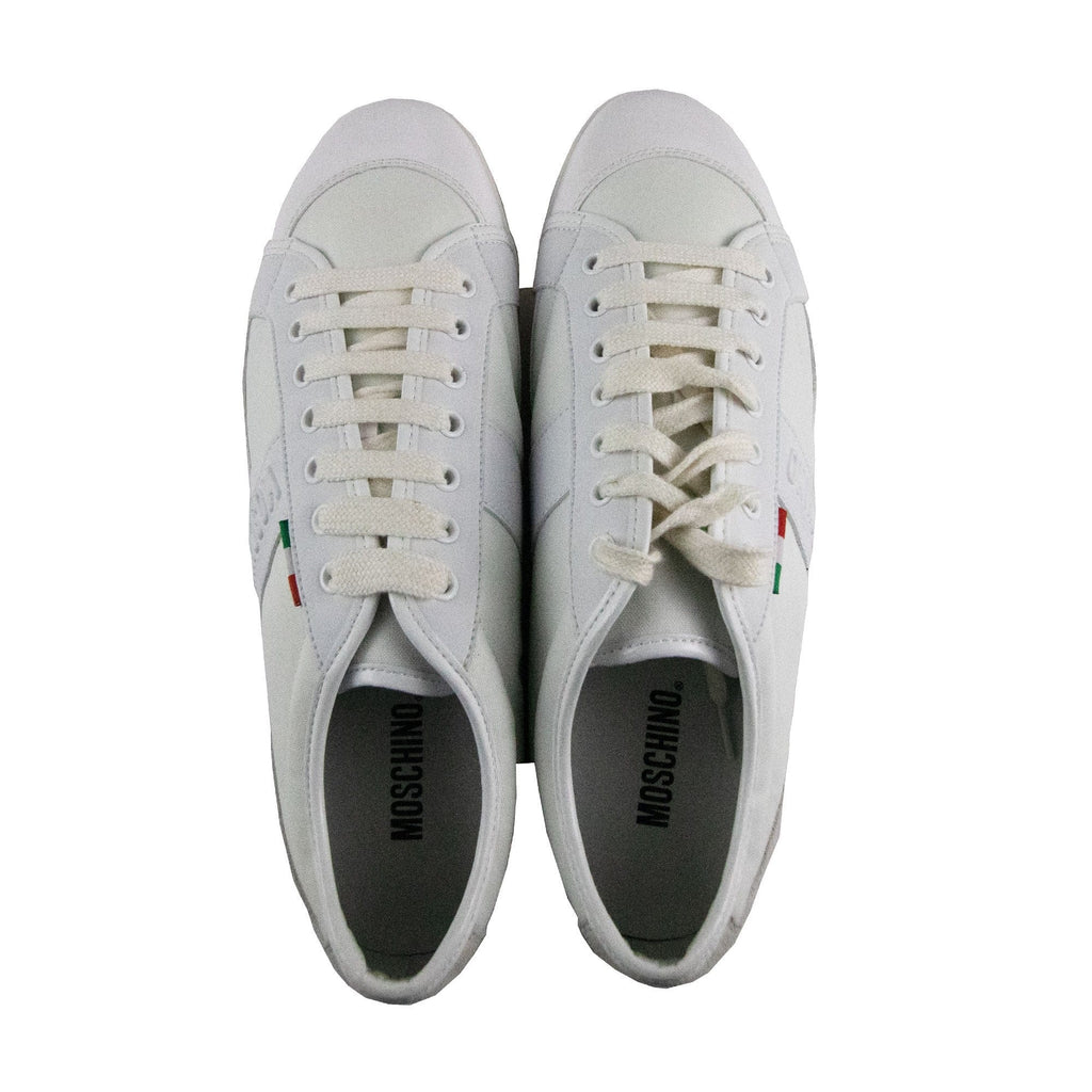 Moschino Logo Leather&amp;suede Low Trainers White