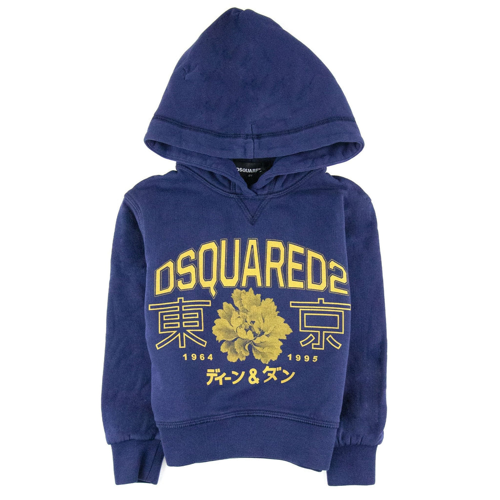 Dsquared2 Kids Logo Print Hooded Sweatshirt Blue