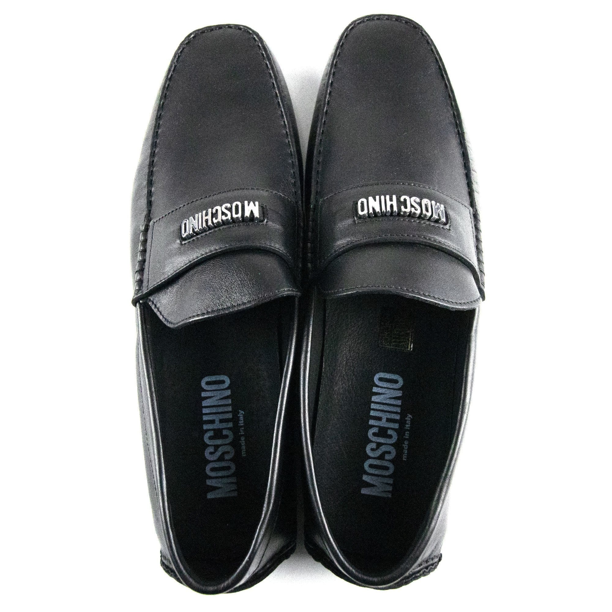 Moschino Logo Leather Loafers Black