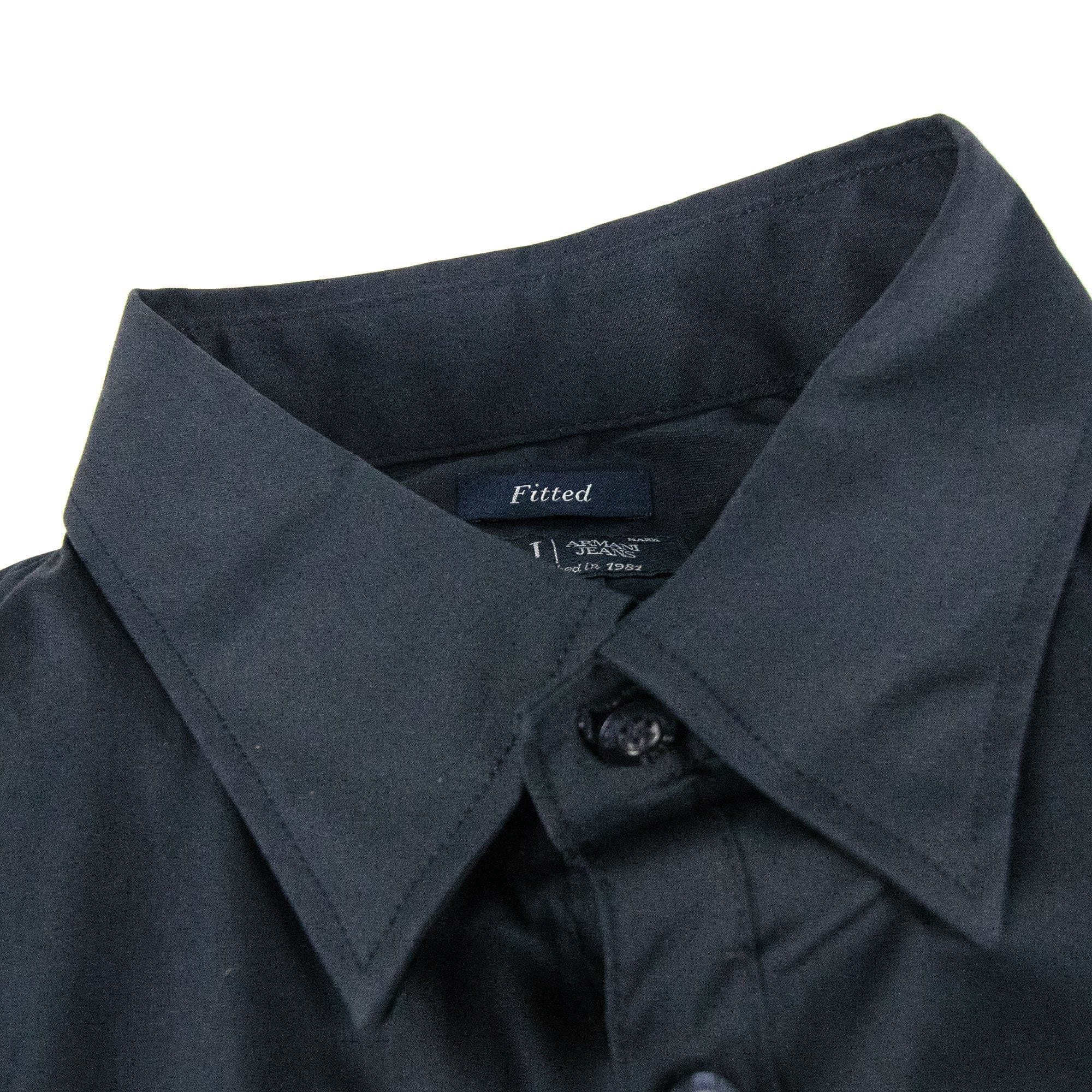 Armani Jeans Fitted L/s Shirt Navy Blue