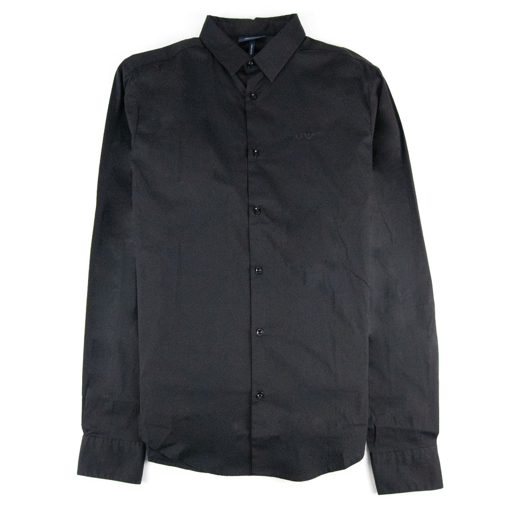 Armani Jeans Aj Embroidered Logo L/s Shirt Black