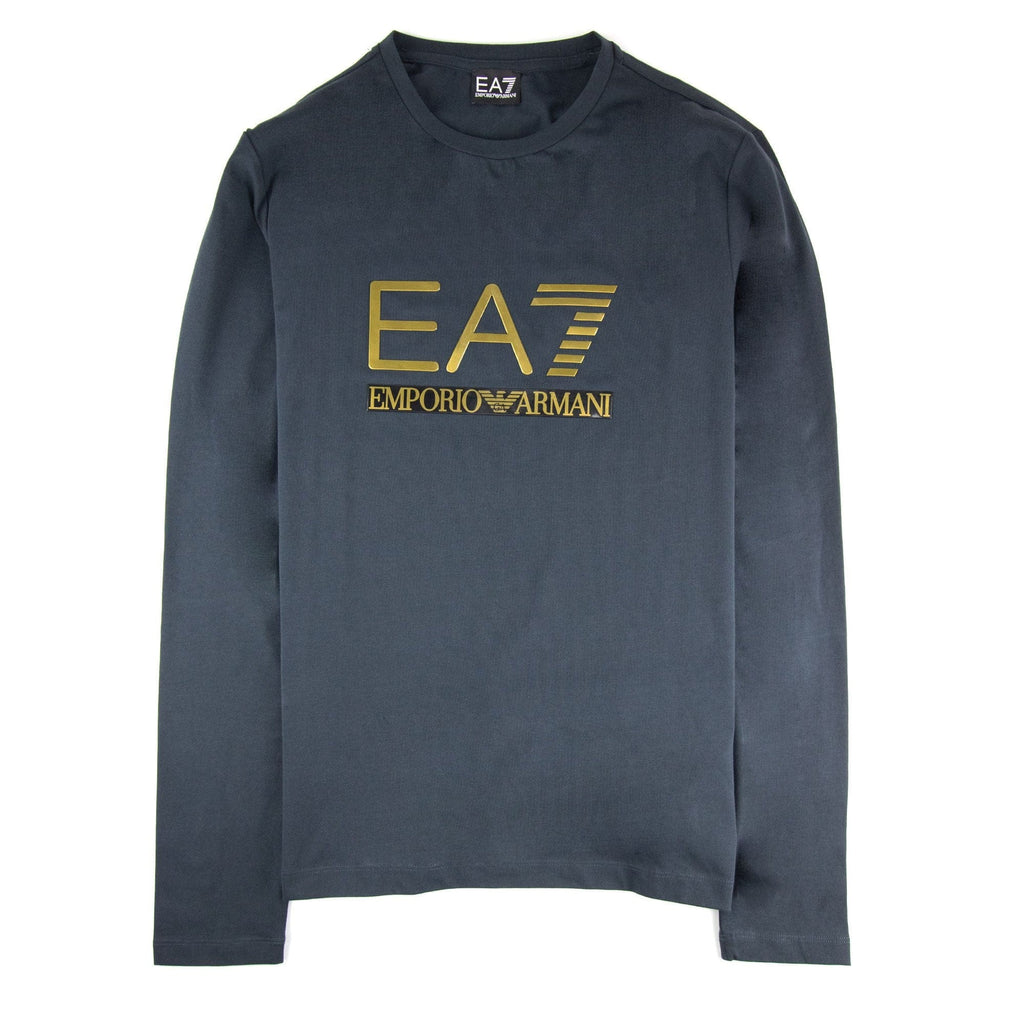 EA7 3D Gold Logo Long Sleeve T-shirt Darkslate