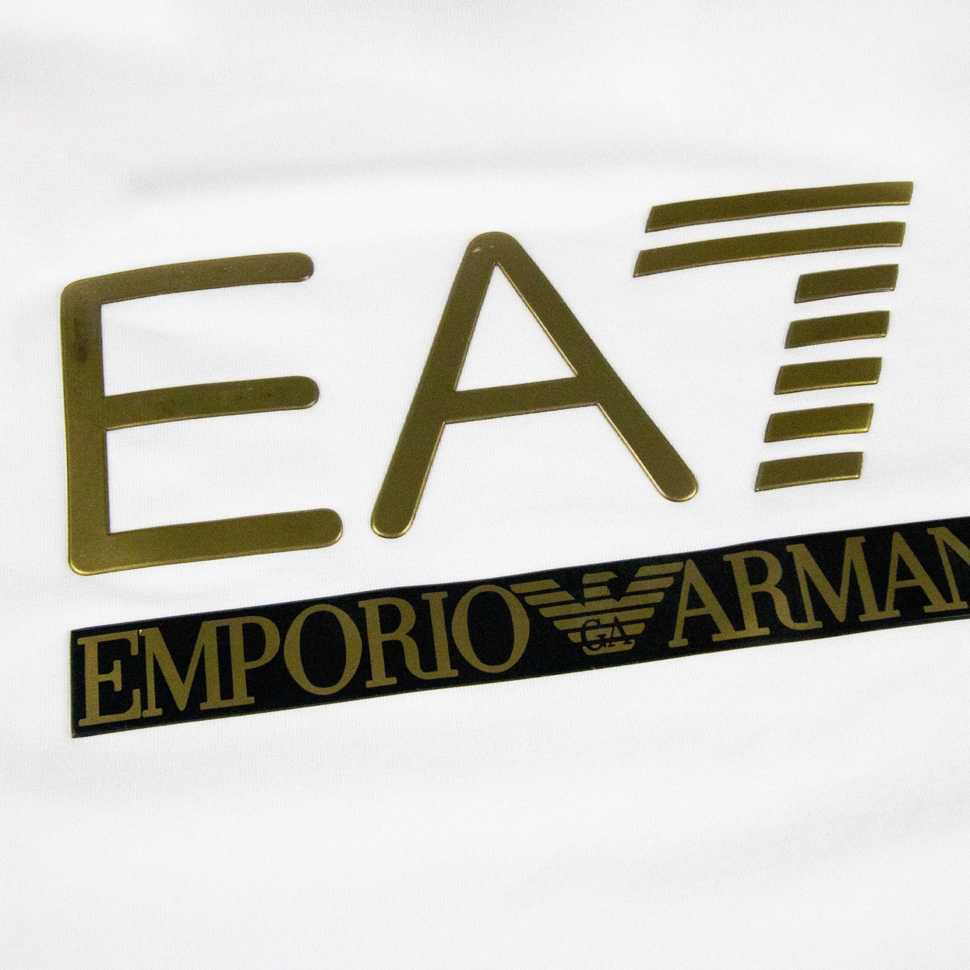 Ea7 3d Gold Logo Long Sleeve T-shirt White