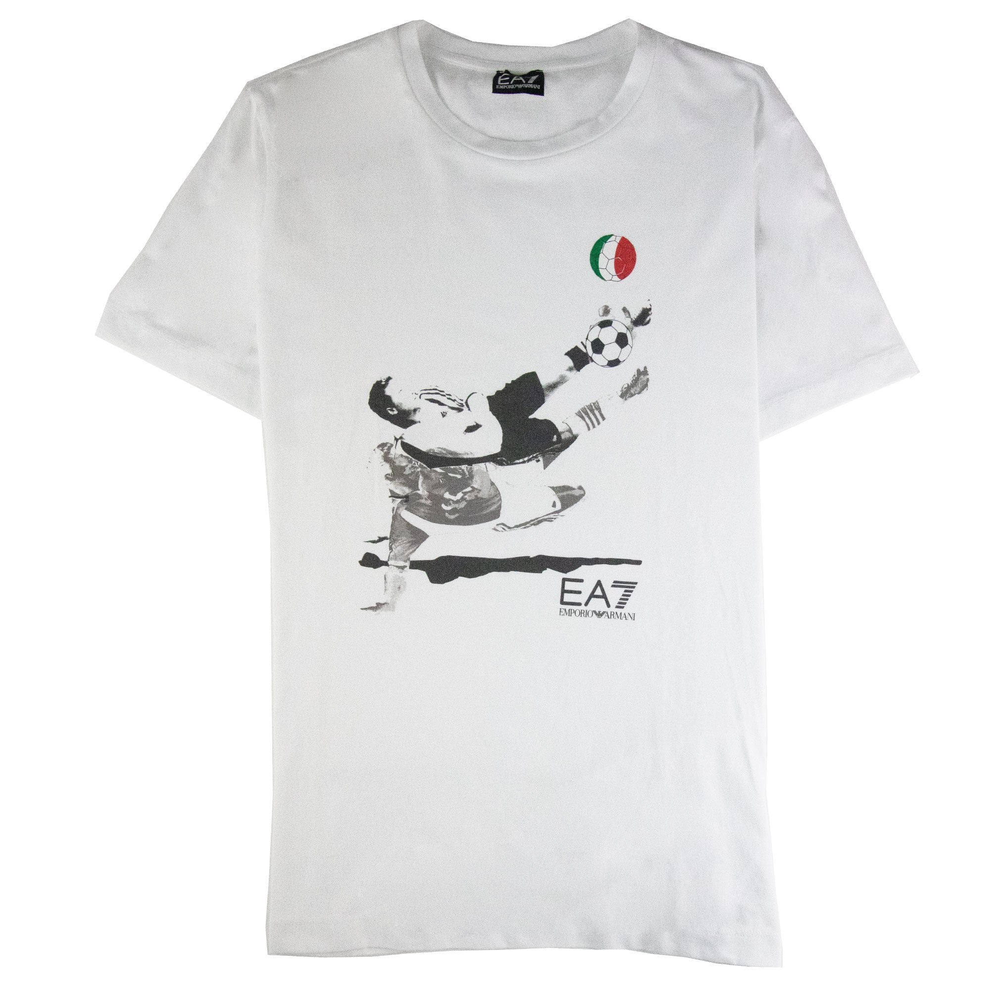 Ea7 Soccer Logo T Shirt White