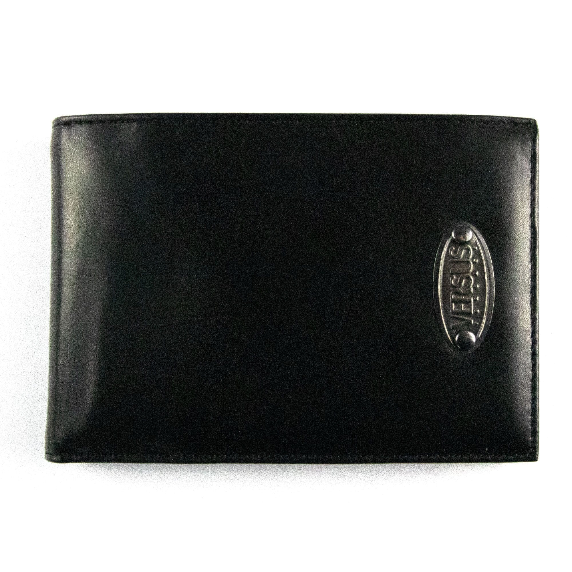 Versace Versus Metal Logo Leather Wallet Black