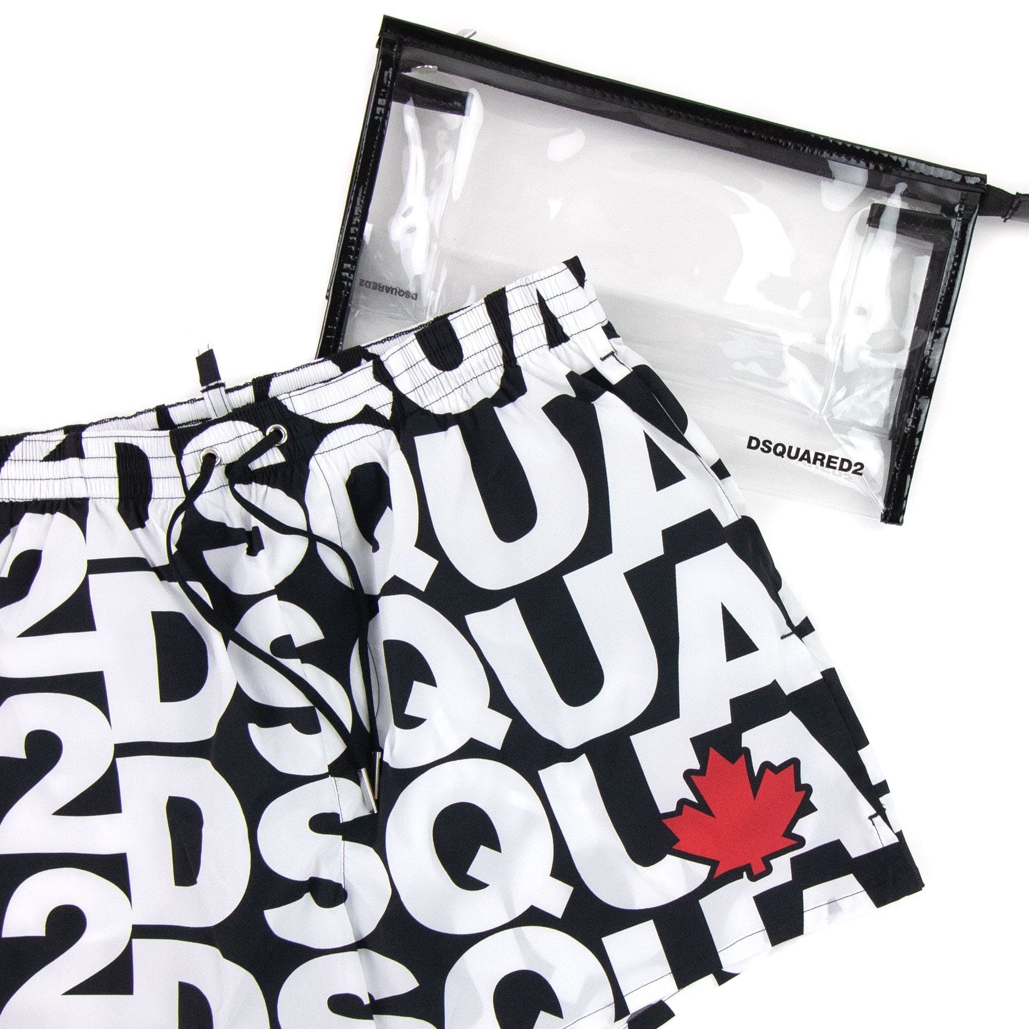 Dsquared2 Swim Shorts & Underw D2 Print Logo Swim Shorts Black/white