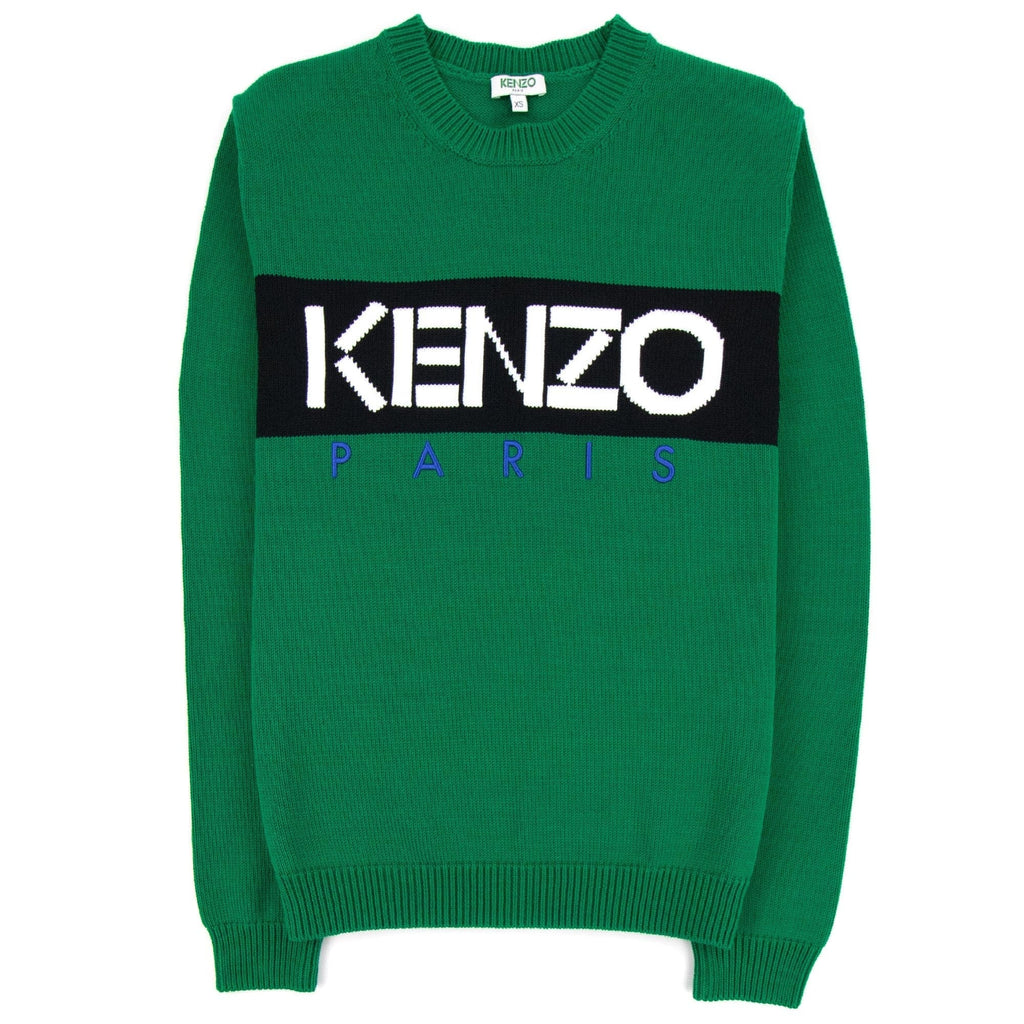 Kenzo Logo Crew Knit Sweatshirt Green