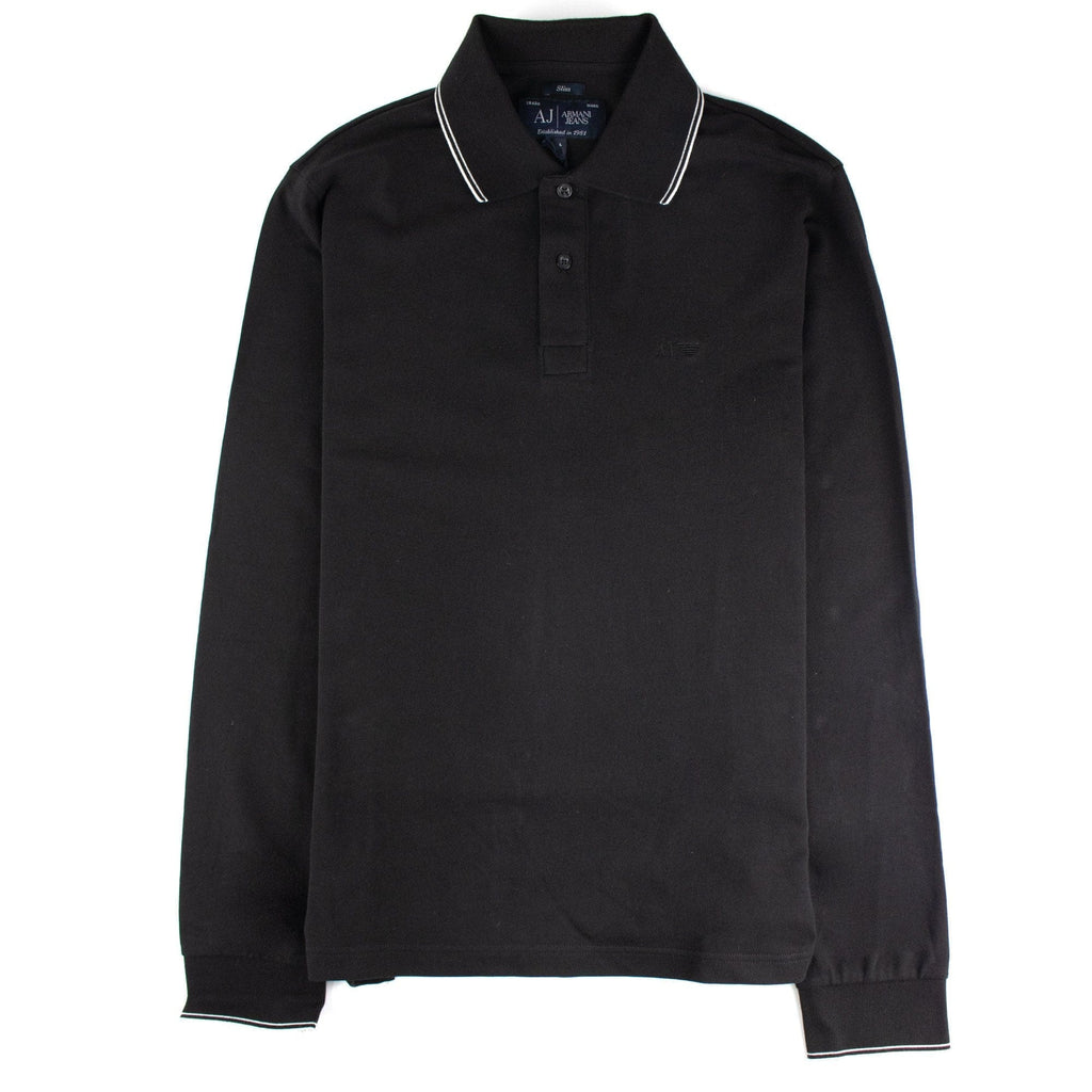 Armani Jeans Aj Embossed Logo L/s Polo Black