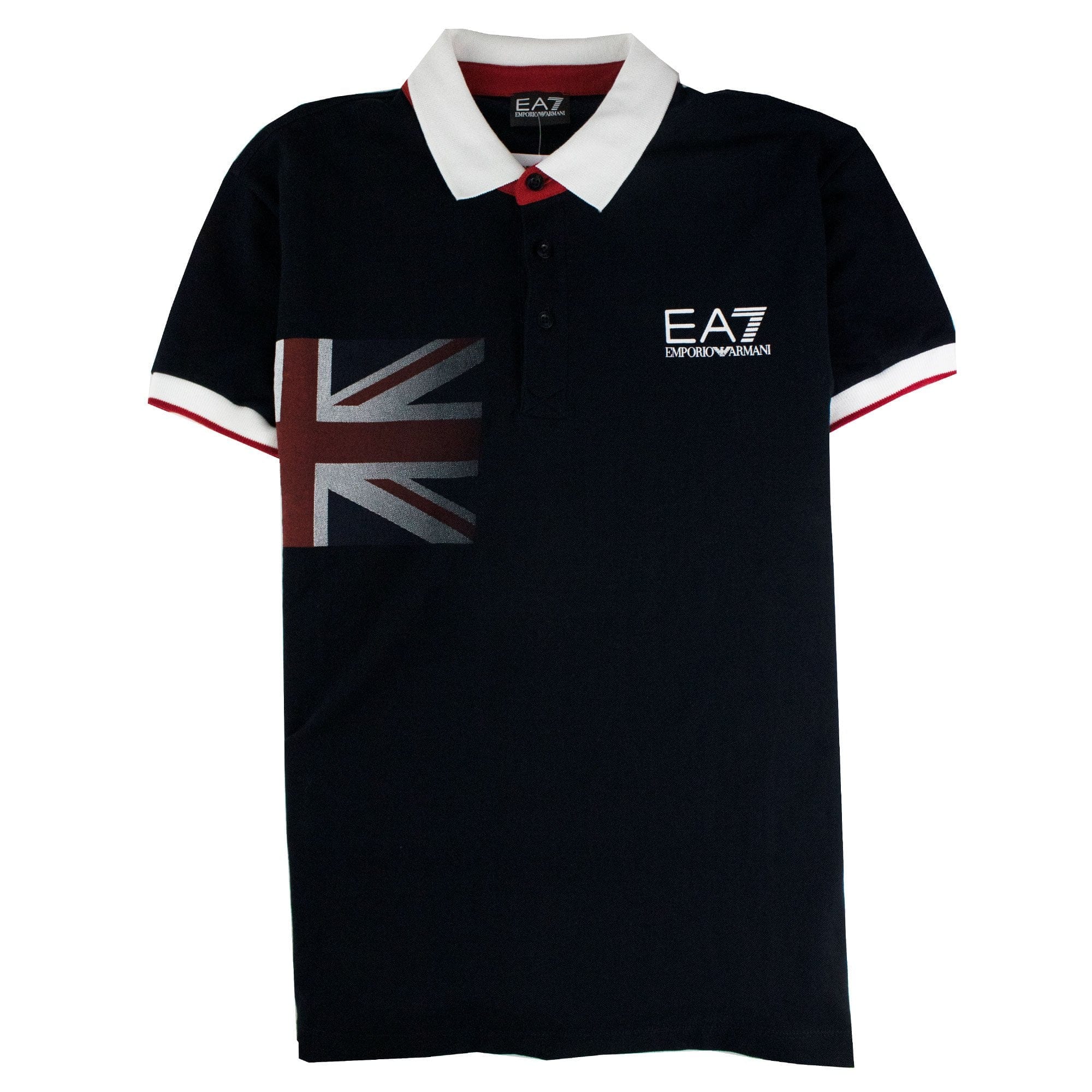 Ea7 Flag Printed S/s Polo Shirt Navy