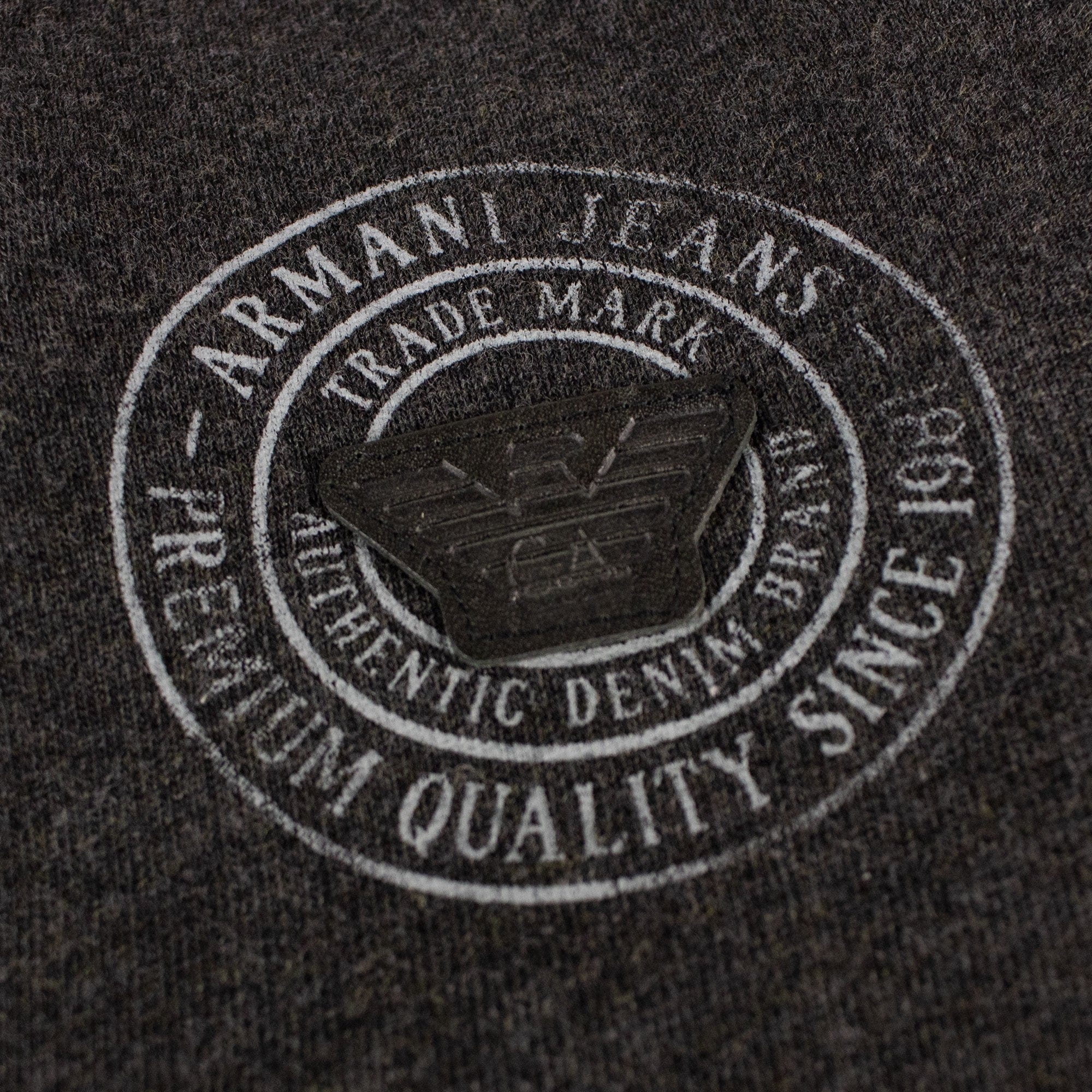 Armani Jeans 3 Buttons Rubber Logo Sweatshirt Dark Grey