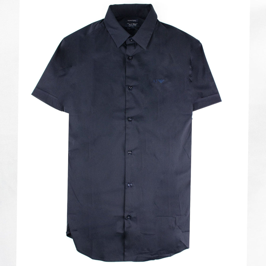 Armani Jeans Logo Italian Fabric S/s Shirt Navy Blue