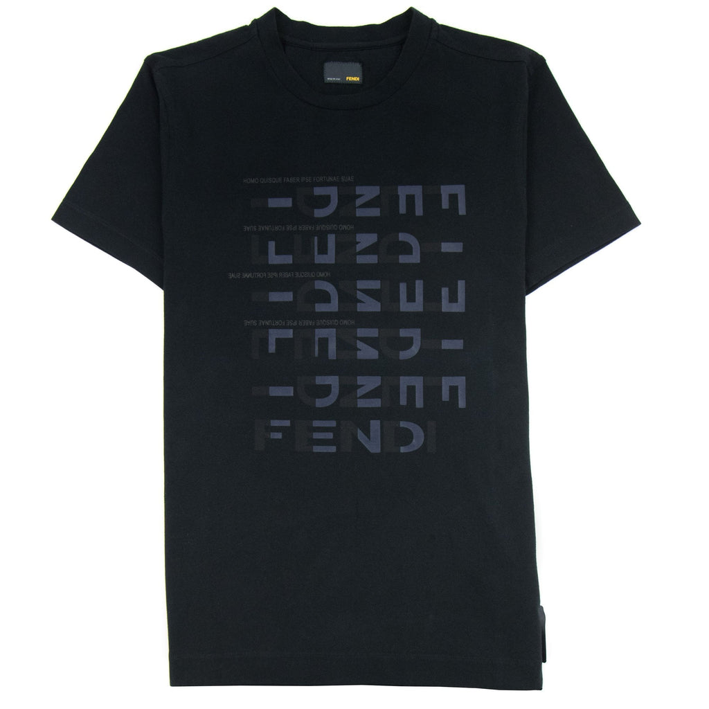 Fendi Horizontal Fendi Logo Tshirt Black