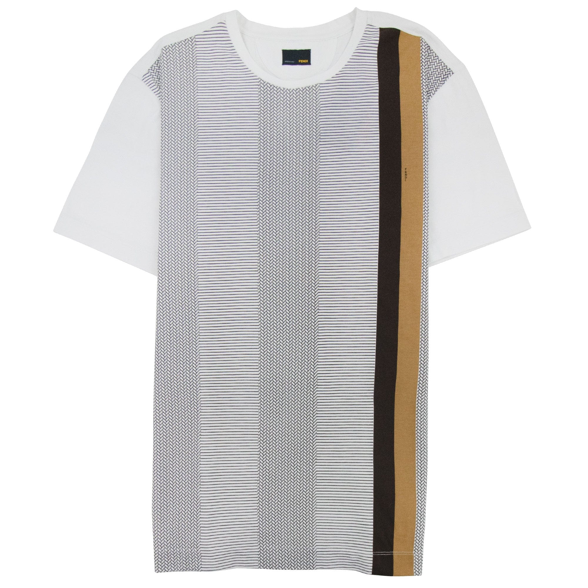 Fendi Side Stripe Graphic Tshirt White