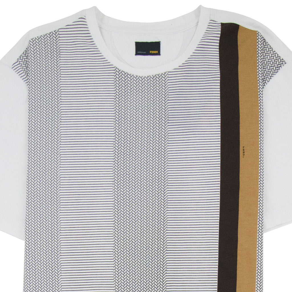 Fendi Side Stripe Graphic Tshirt White
