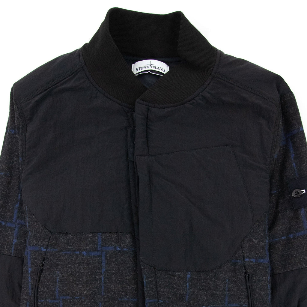 Stone Island House Check Wool And Nylon Jacket Dark Grey V0065