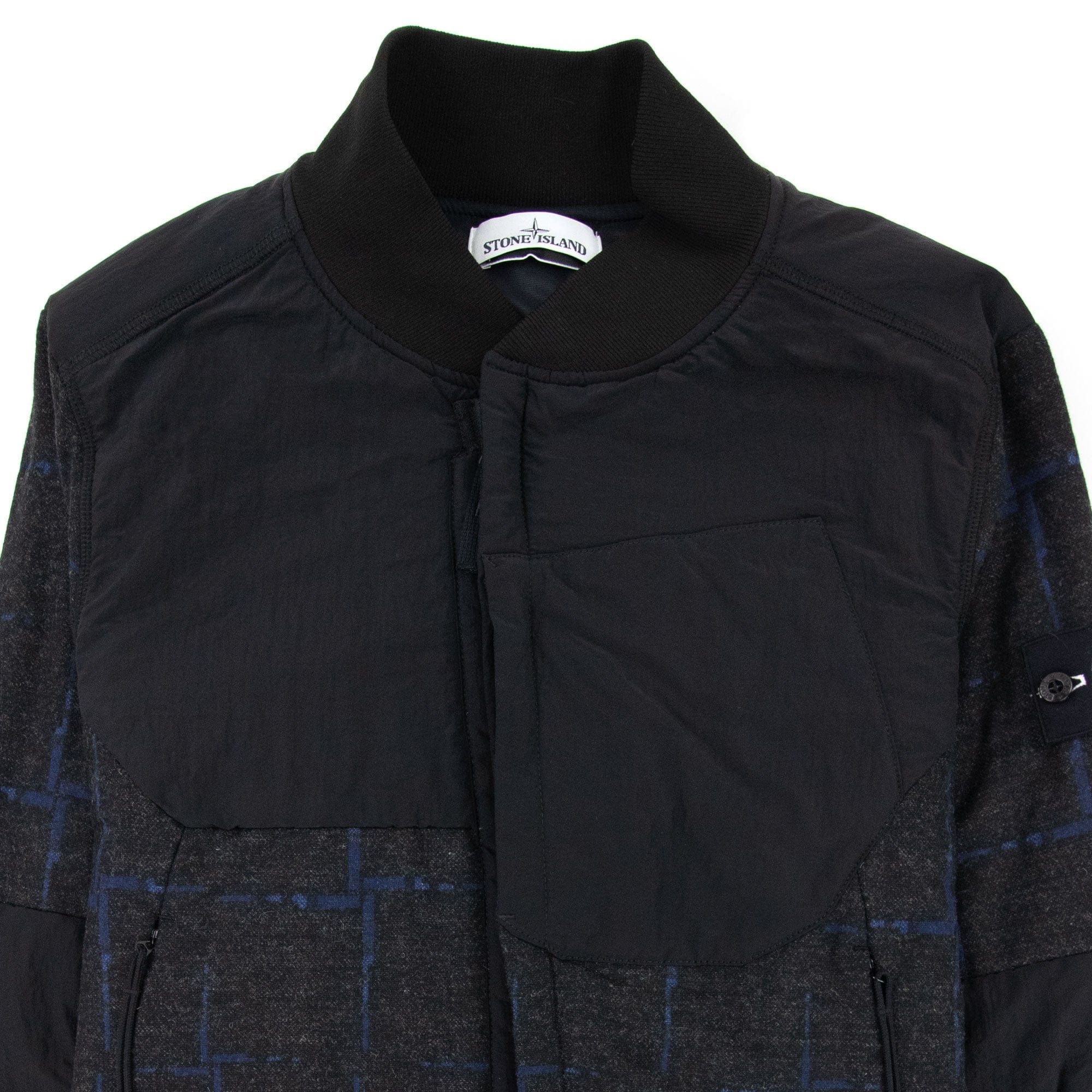 Stone Island House Check Wool And Nylon Jacket Dark Grey V0065