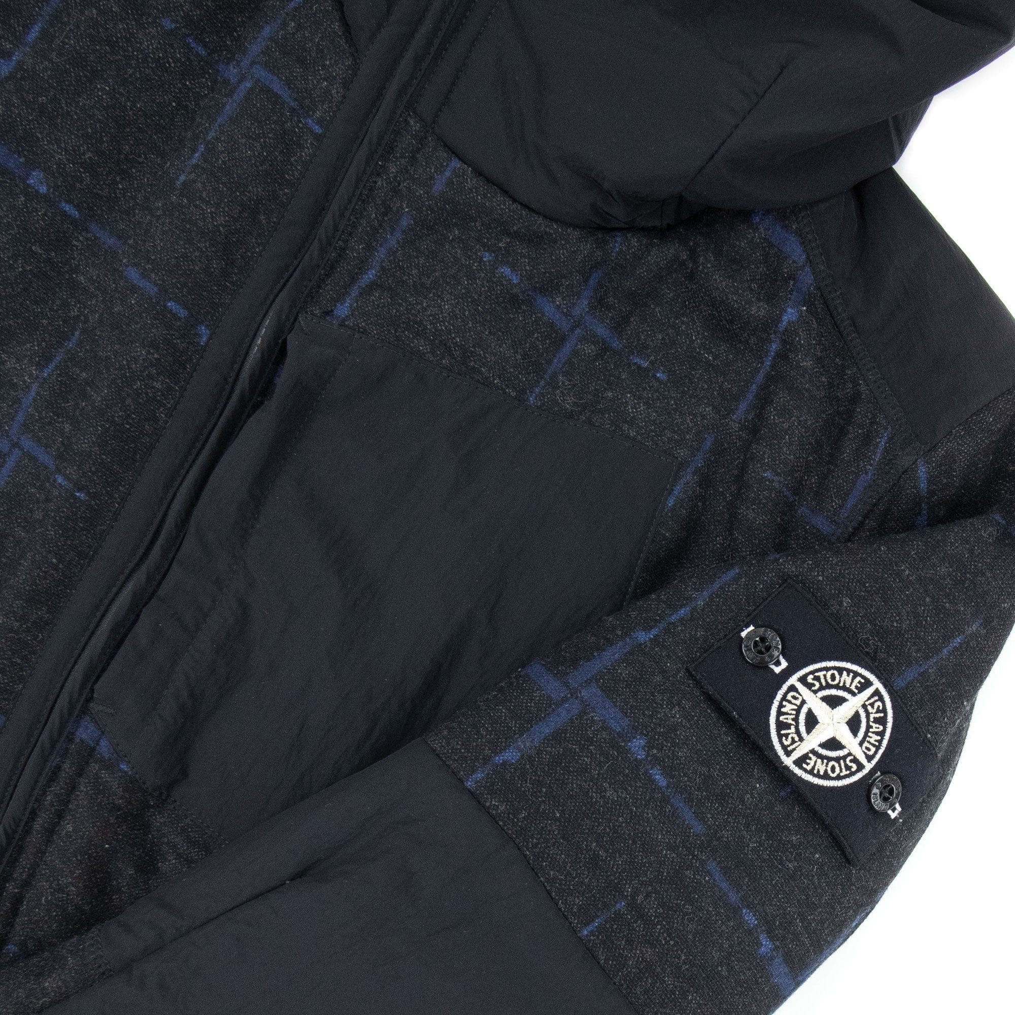 Stone Island House Check Wool & Nylon Jacket Dark Grey V0065