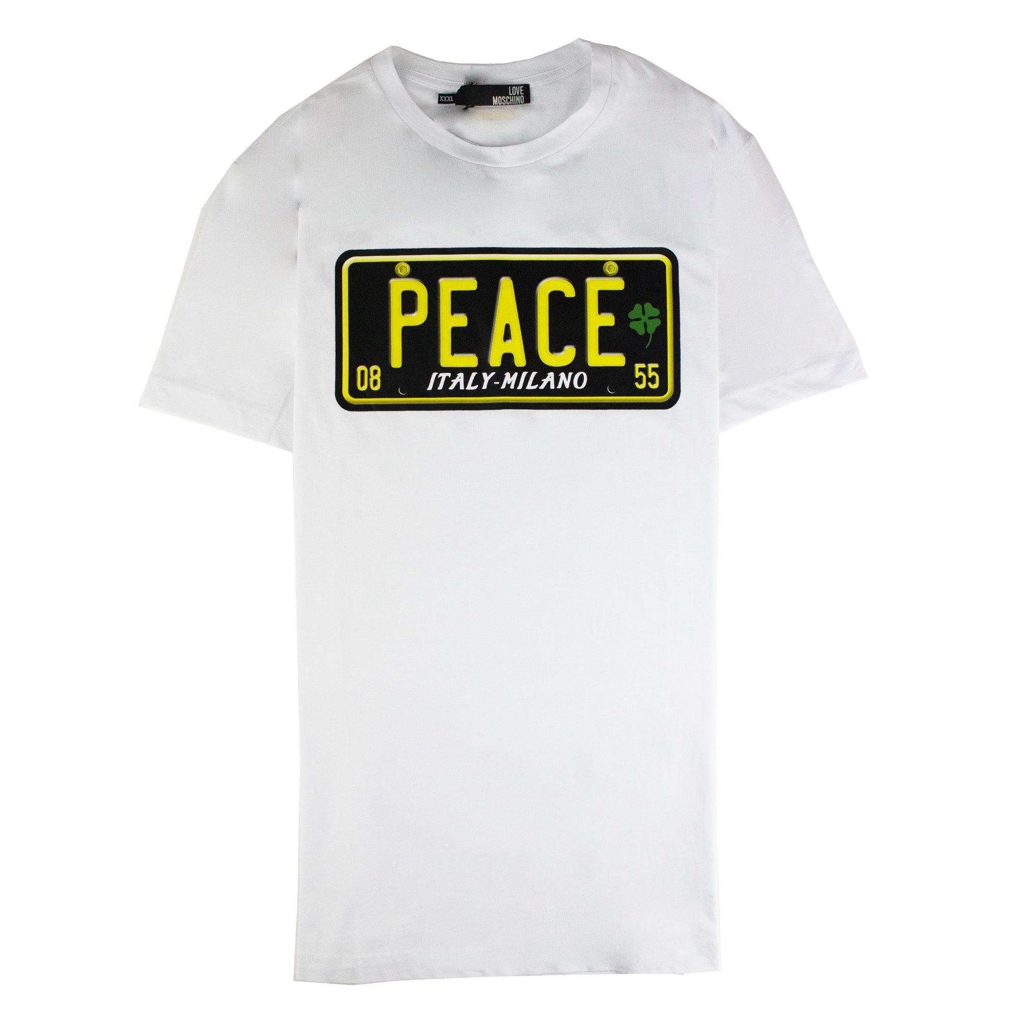 Love Moschino Peace Logo Printed T Shirt White
