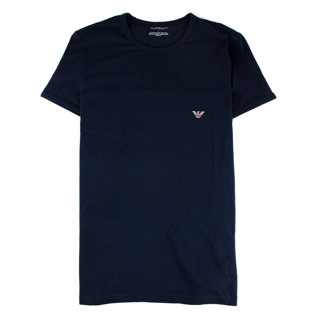 Emporio Armani Eagle Front &amp; Back Logo T Shirt Navy