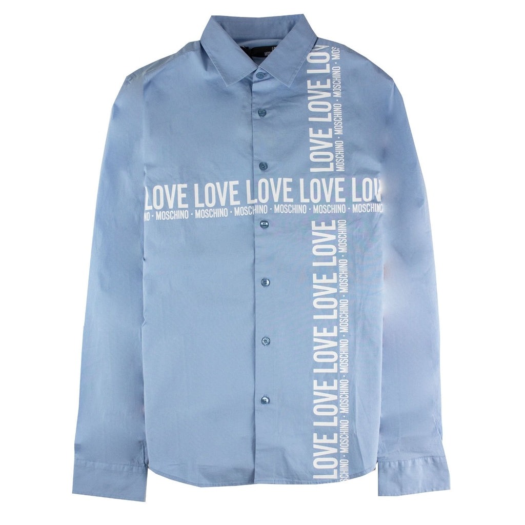 Love Moschino Logo Print L/s Shirt Marin Blue