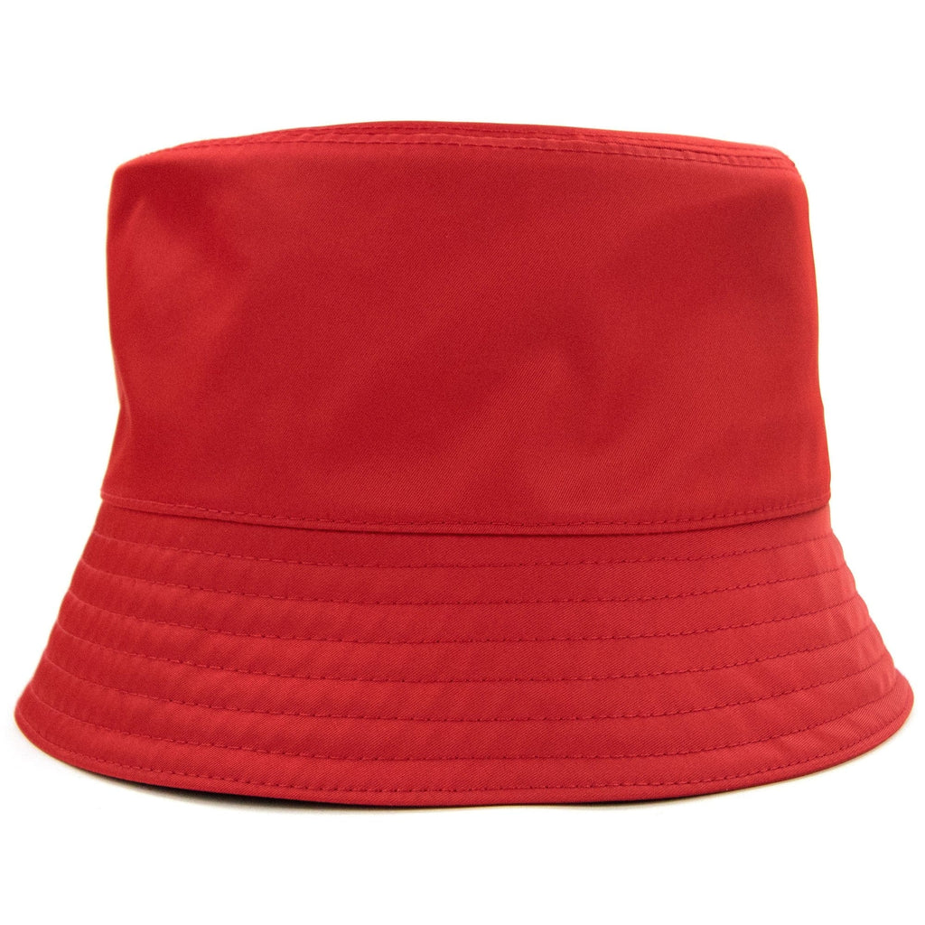Prada Nylon Logo Bucket Hat Rosso