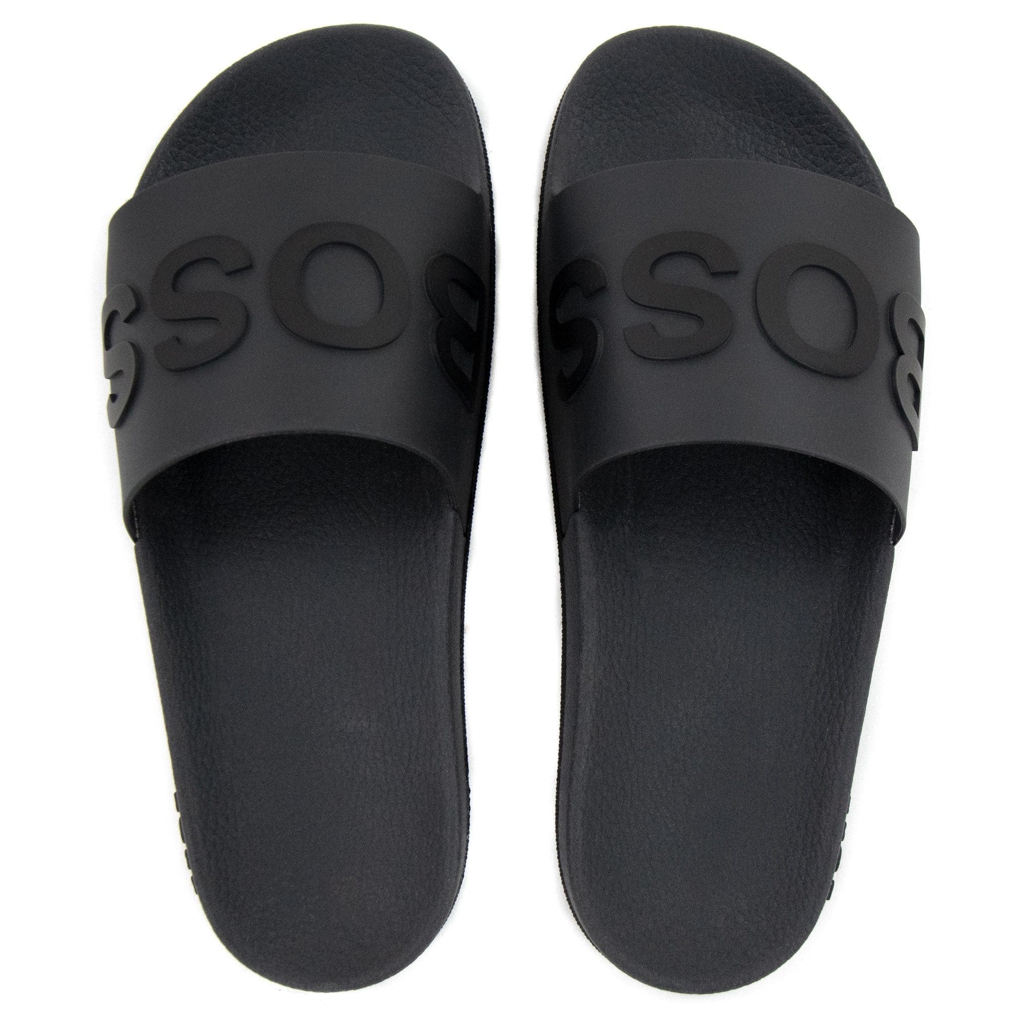 Hugo Boss Embossed Logo Monogram Slides Medium Grey