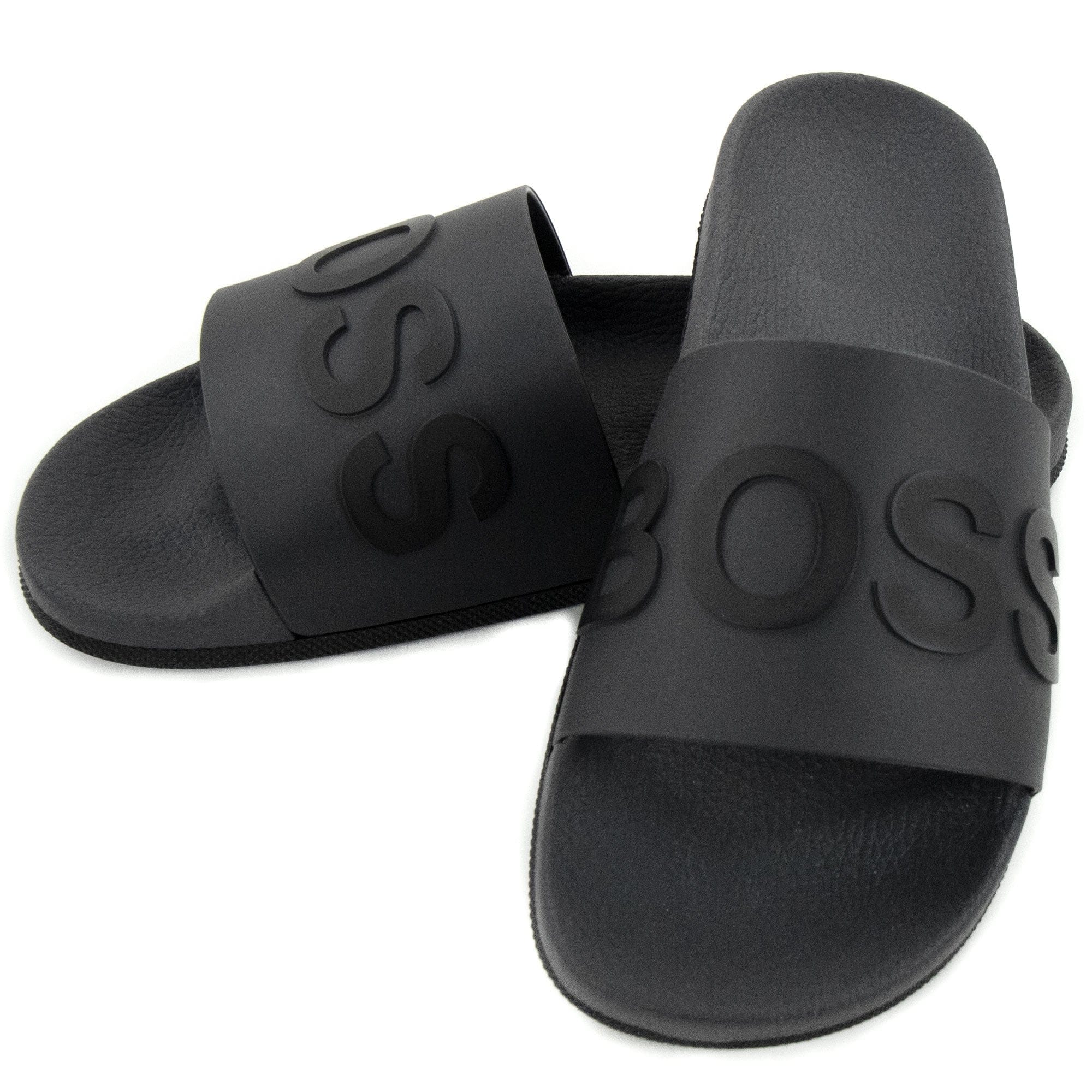 Hugo Boss Embossed Logo Monogram Slides Medium Grey