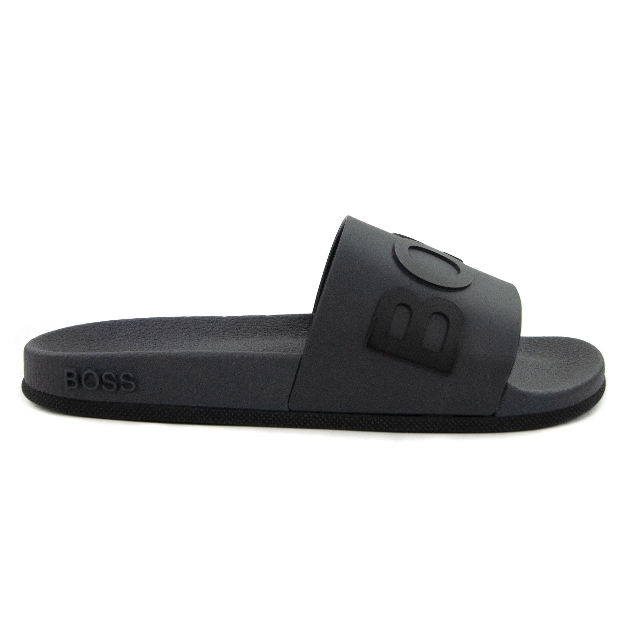 Hugo Boss Embossed Logo Monogram Slides Medium Grey