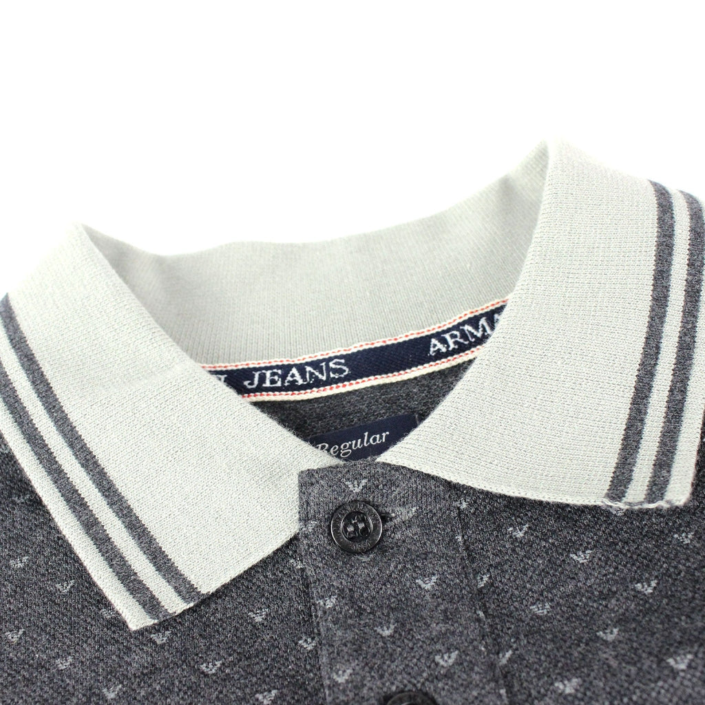 Armani Jeans All Over Print Logo S/s Polo Grigio