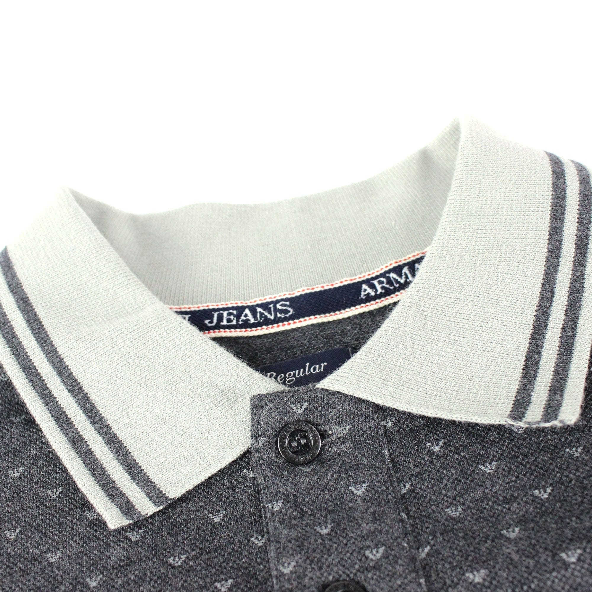 Armani Jeans All Over Print Logo S/s Polo Grigio