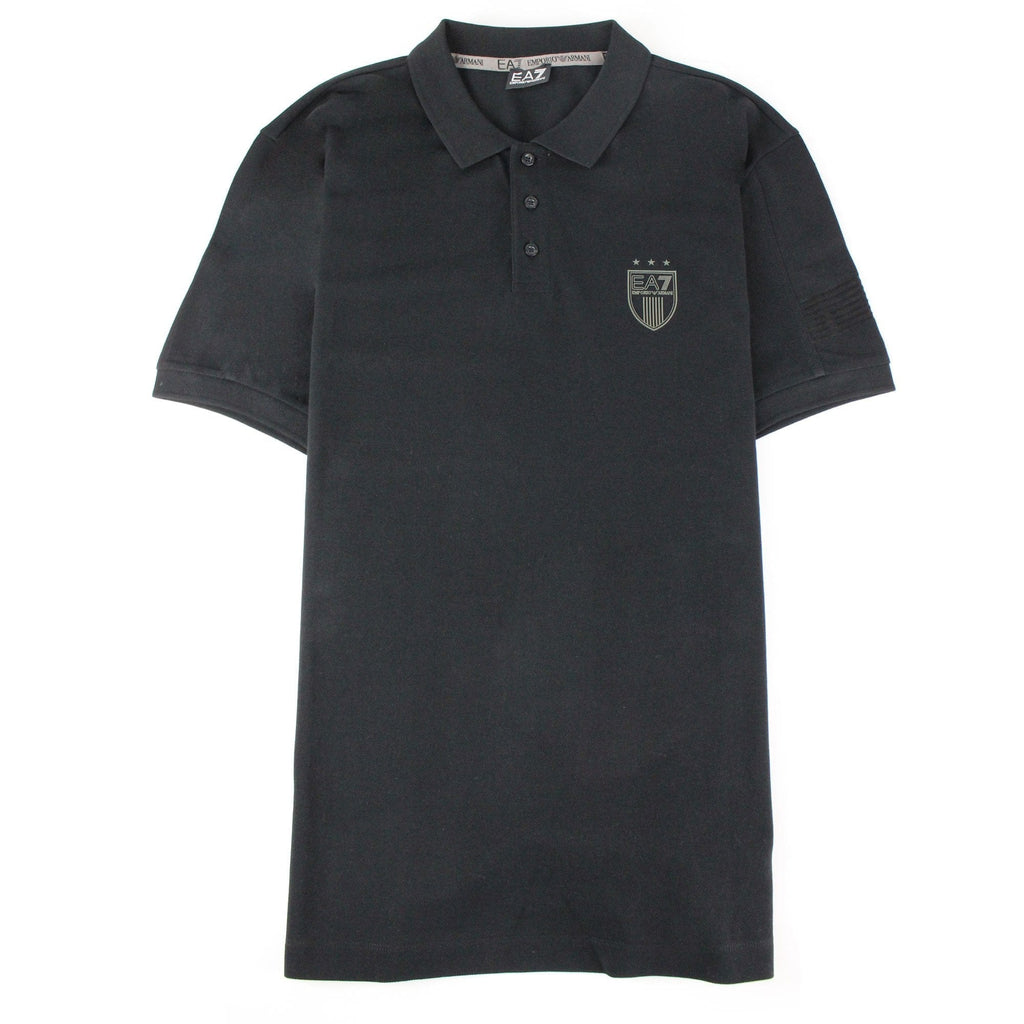 Ea7 Train Big Logo Short Sleeve Polo Shirt Black