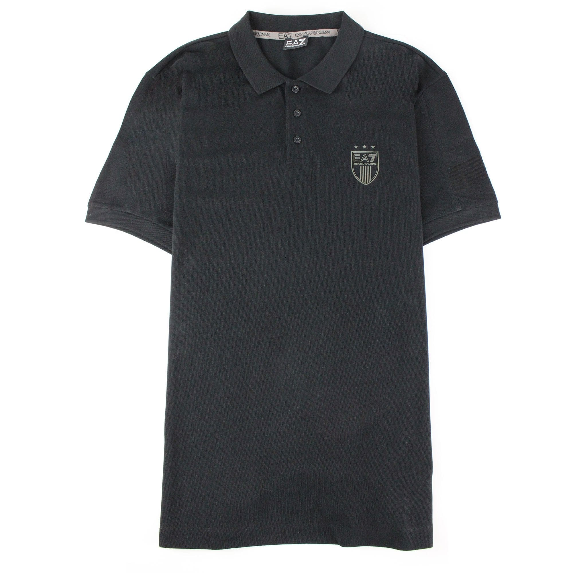 Ea7 Train Big Logo Short Sleeve Polo Shirt Black